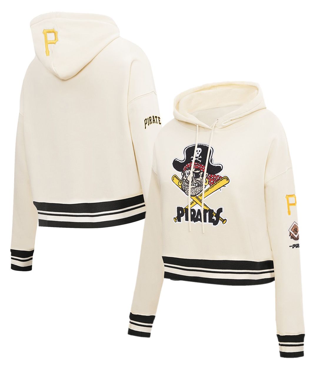 Pro Standard Women's Pittsburgh Pirates Cream Retro Cropped Fleece Hoodie