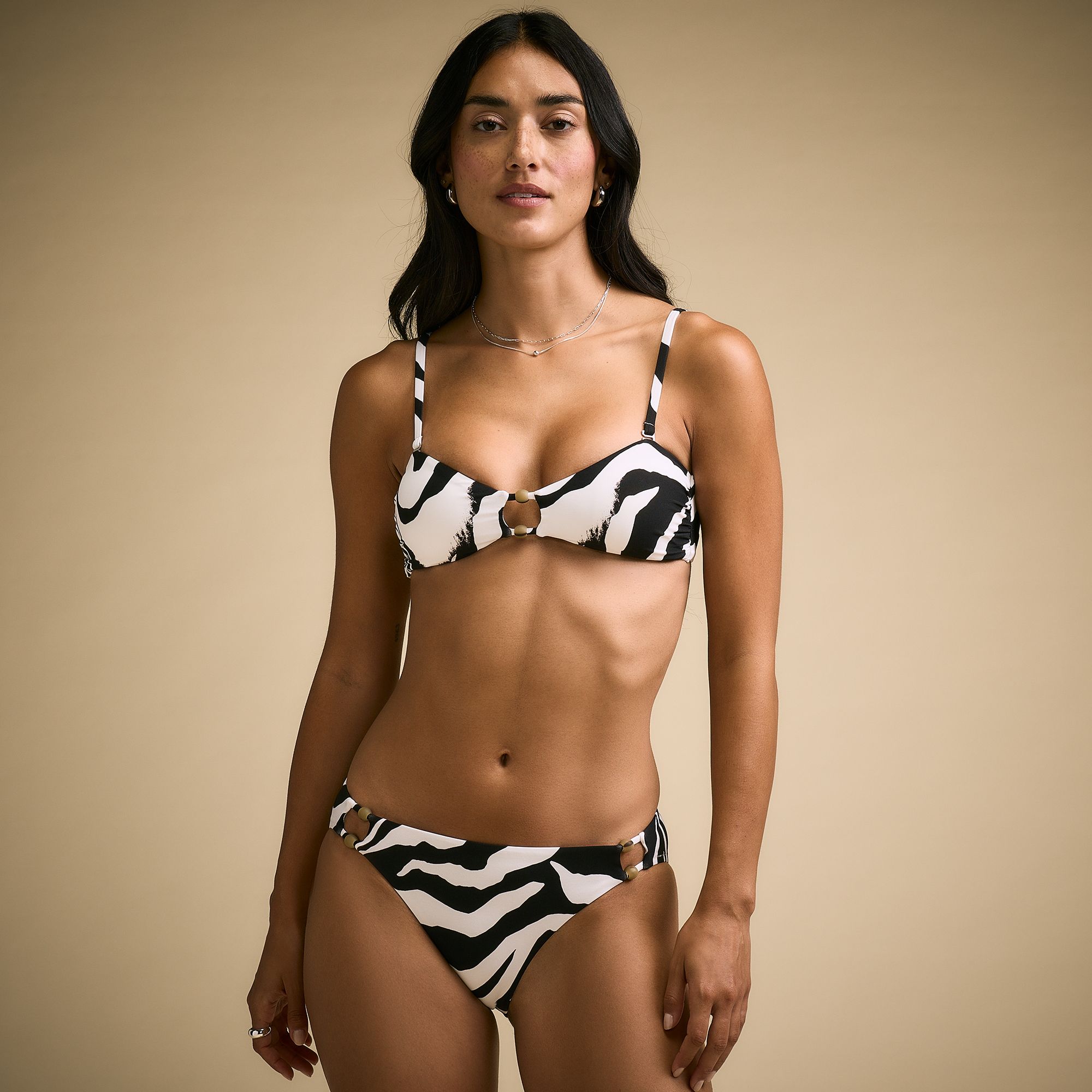 CALIA Women's Beaded Bandeu Top Swimsuit
