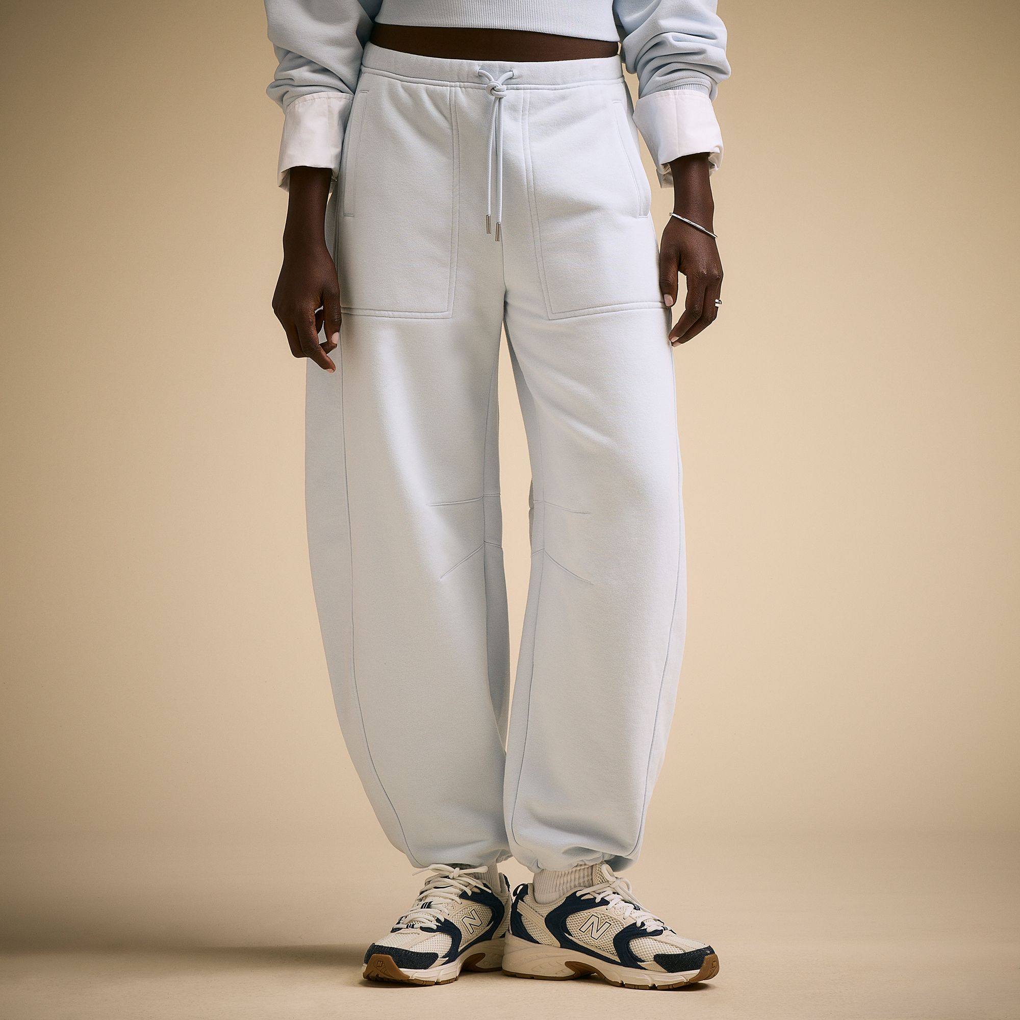 CALIA Women's Washed Cotton Fleece Barrel Sweatpant