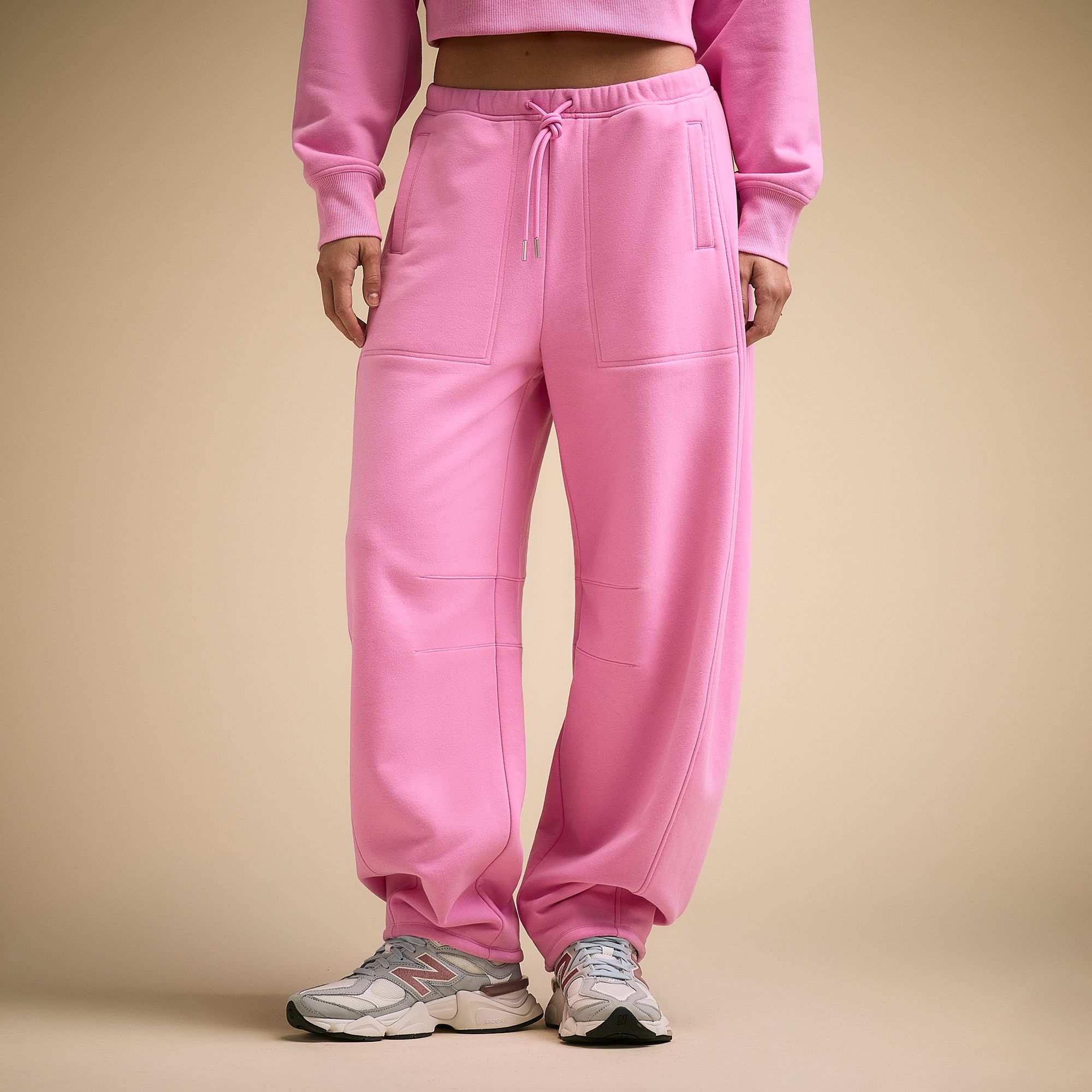 CALIA Women's Washed Cotton Fleece Barrel Sweatpant