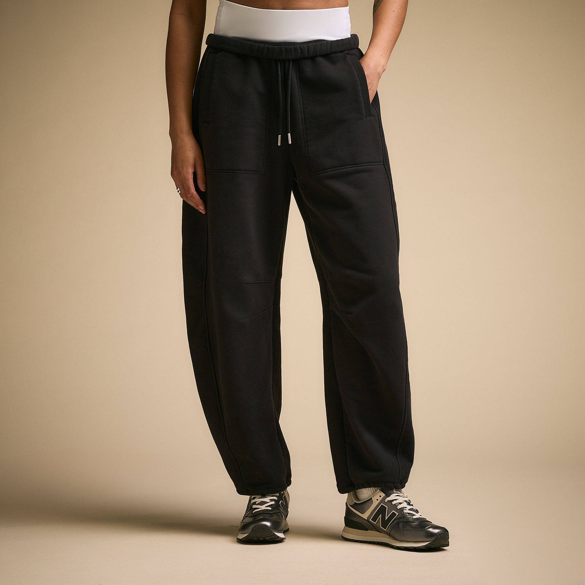 CALIA Women's Washed Cotton Fleece Barrel Sweatpant