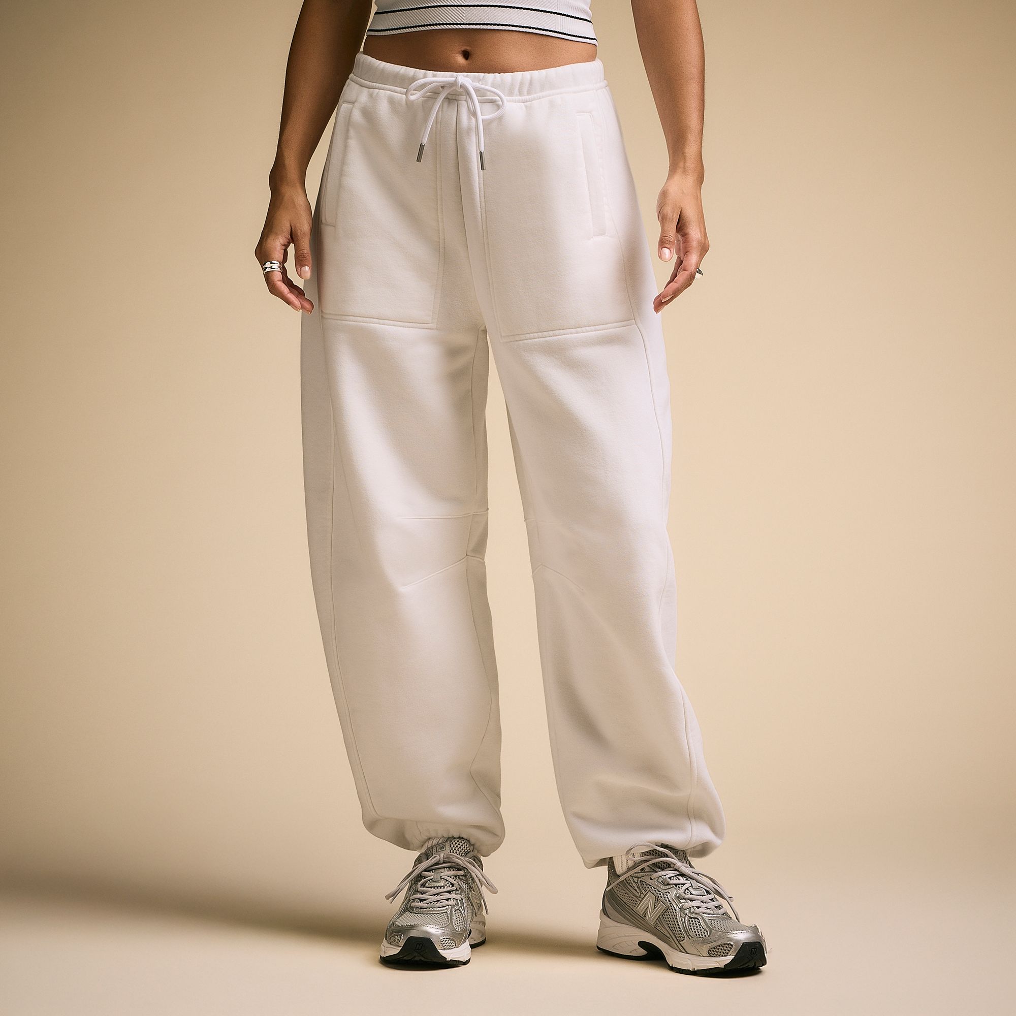 CALIA Women's Washed Cotton Fleece Barrel Sweatpant