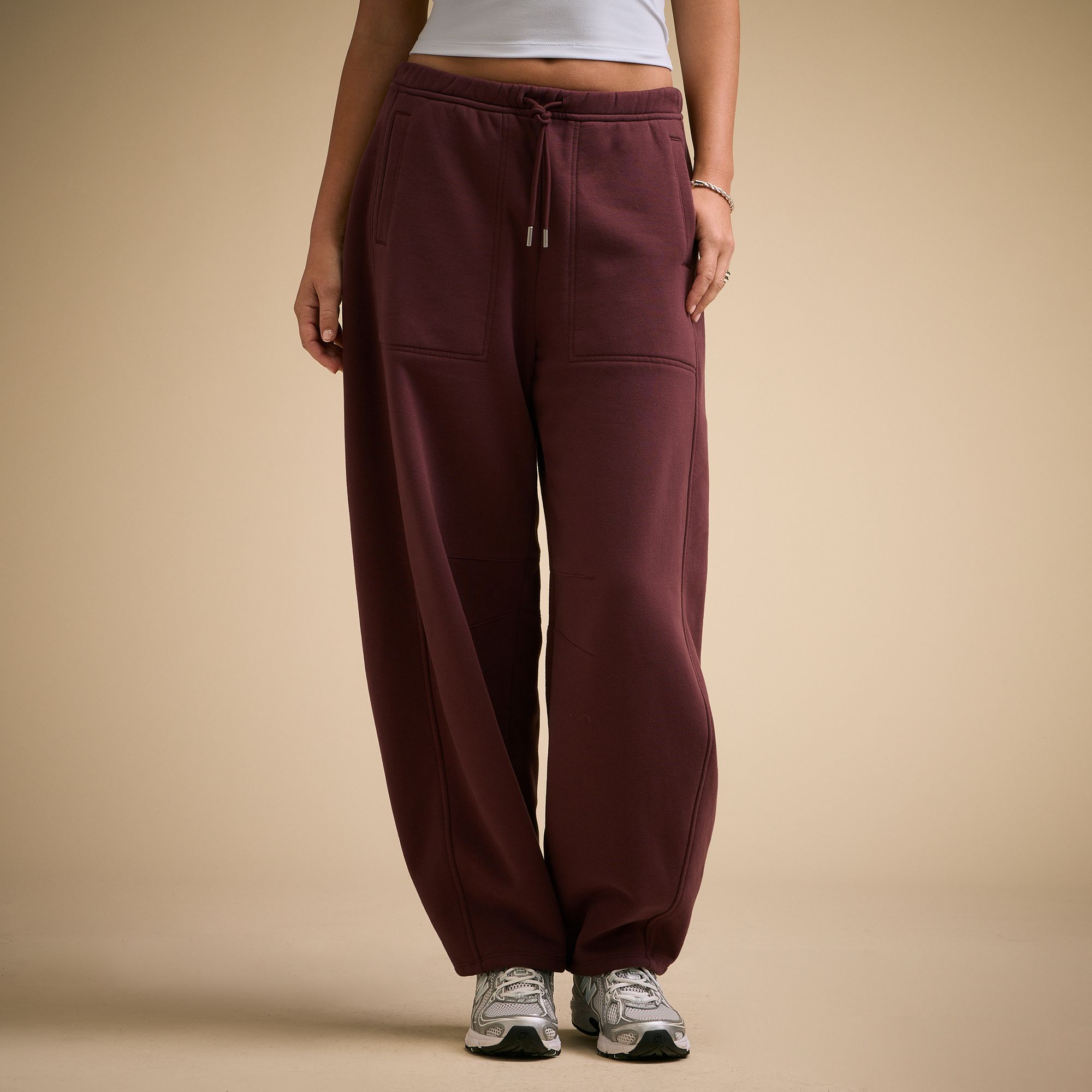 CALIA Women's Washed Cotton Fleece Barrel Sweatpant