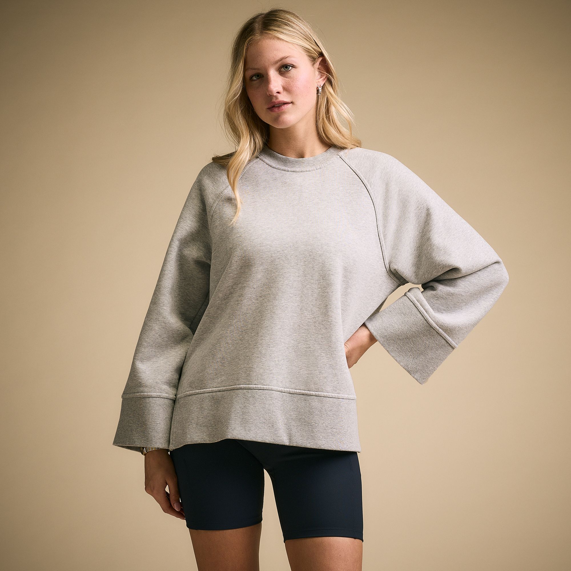 CALIA Women's Washed Cotton Fleece Crewneck