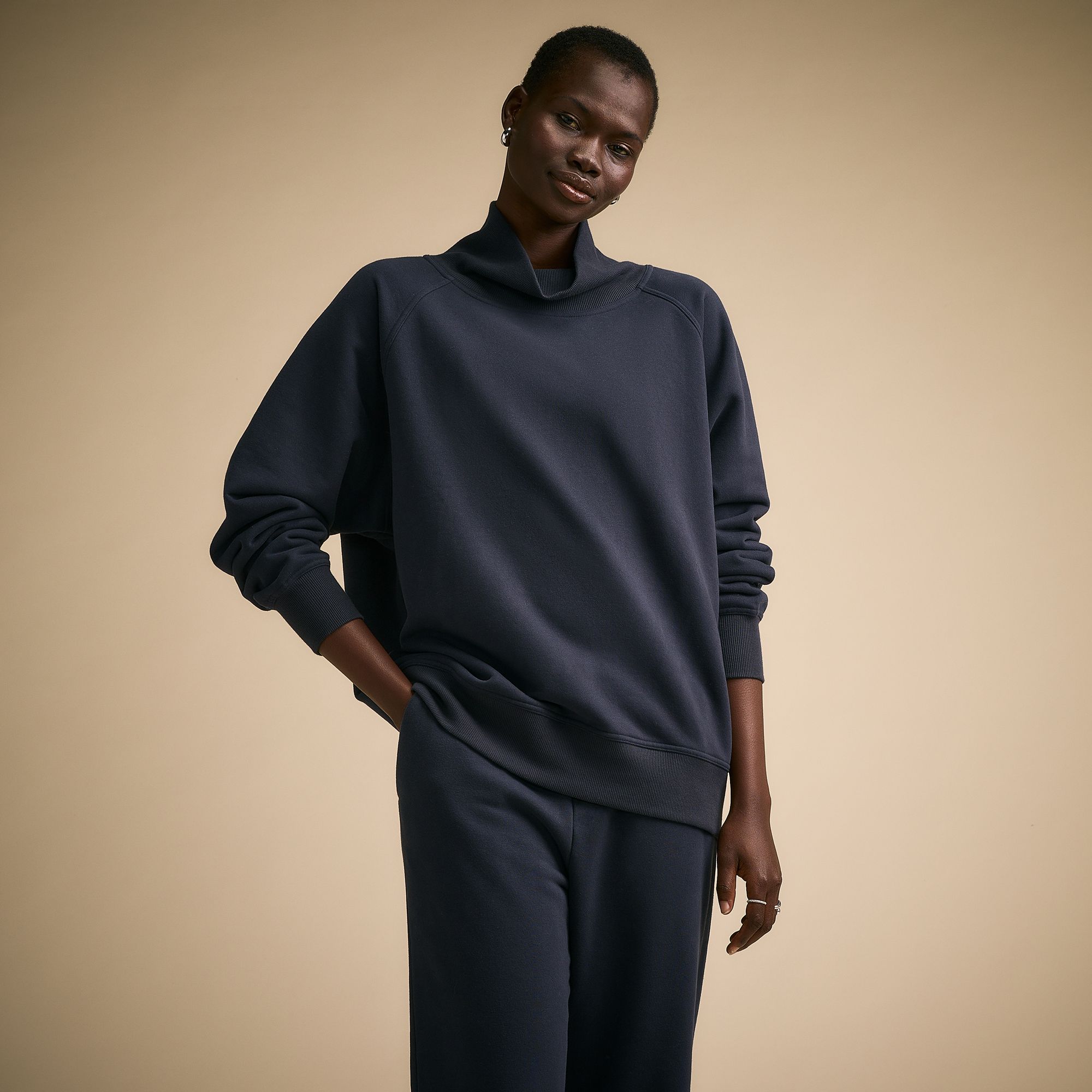 CALIA Women's Washed Cotton Funnel Neck Tunic - Gray