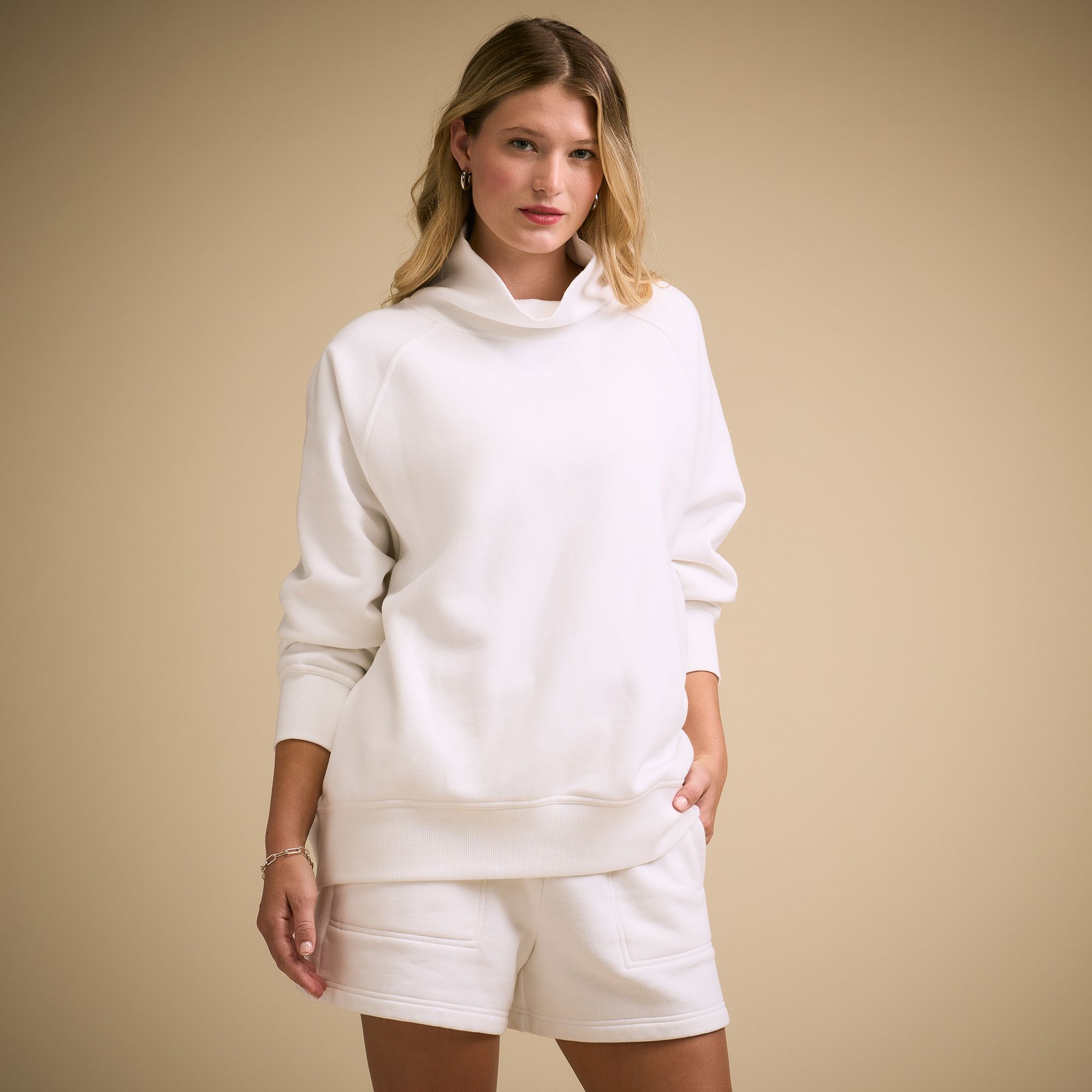 CALIA Women's Washed Cotton Funnel Neck Tunic