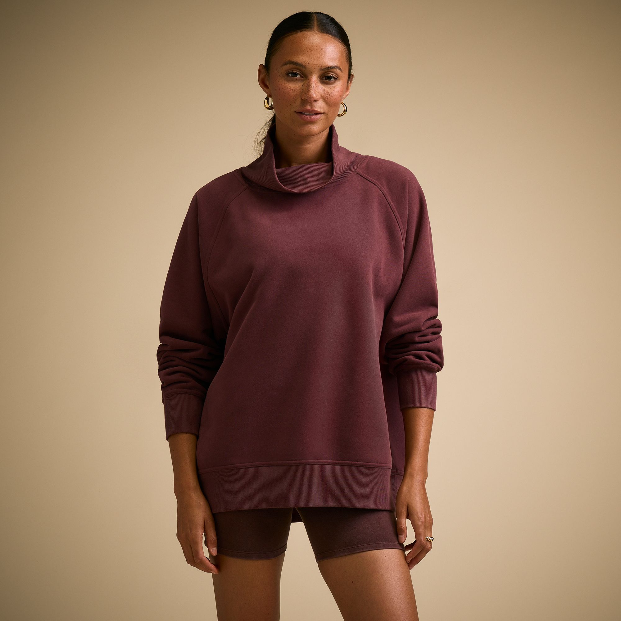 CALIA Women's Washed Cotton Funnel Neck Tunic