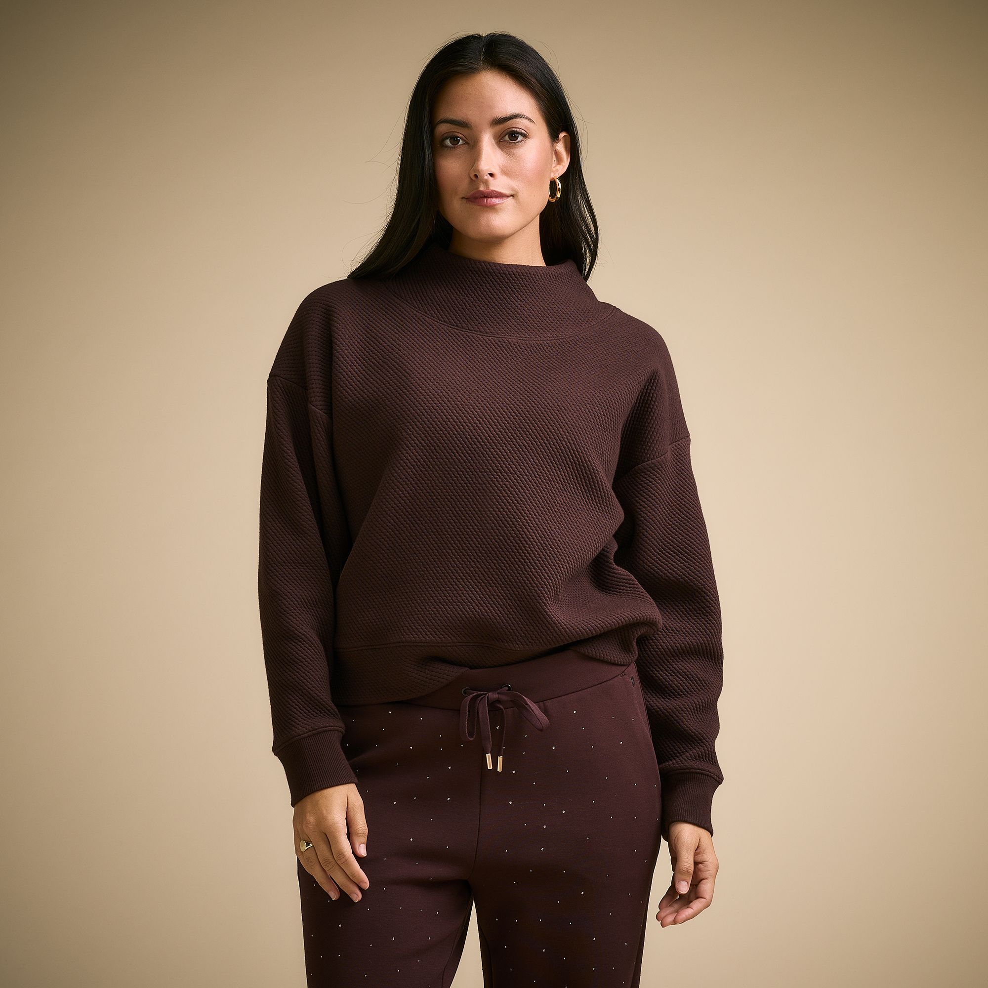 CALIA Women's Elevate Funnel Neck, XL, Chocolate Plum