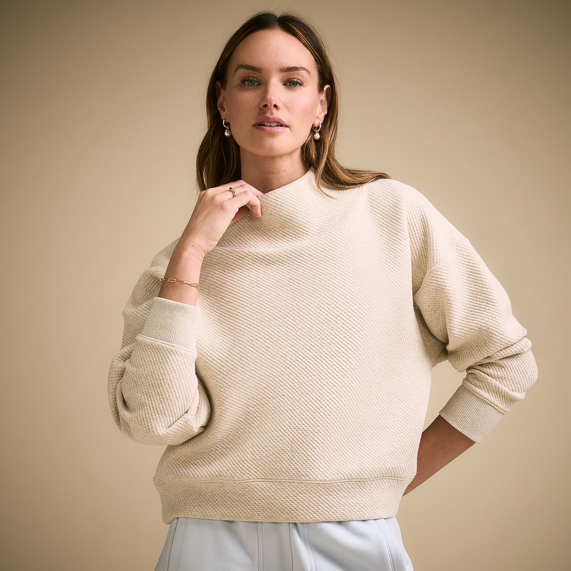 CALIA Women's Elevate Funnel Neck, XXL, Khaki Heather