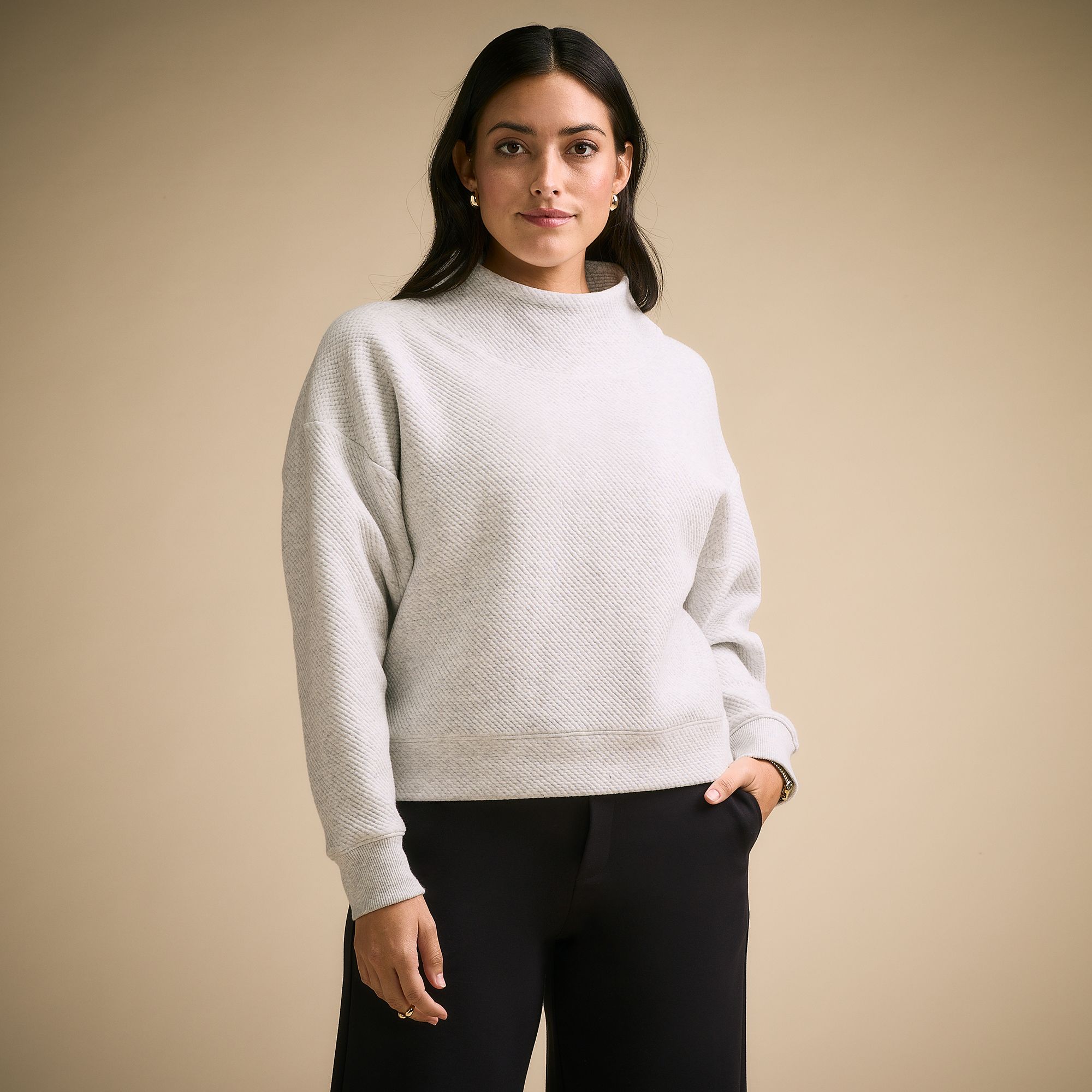 CALIA Women's Elevate Funnel Neck, XL, Light Heather Grey