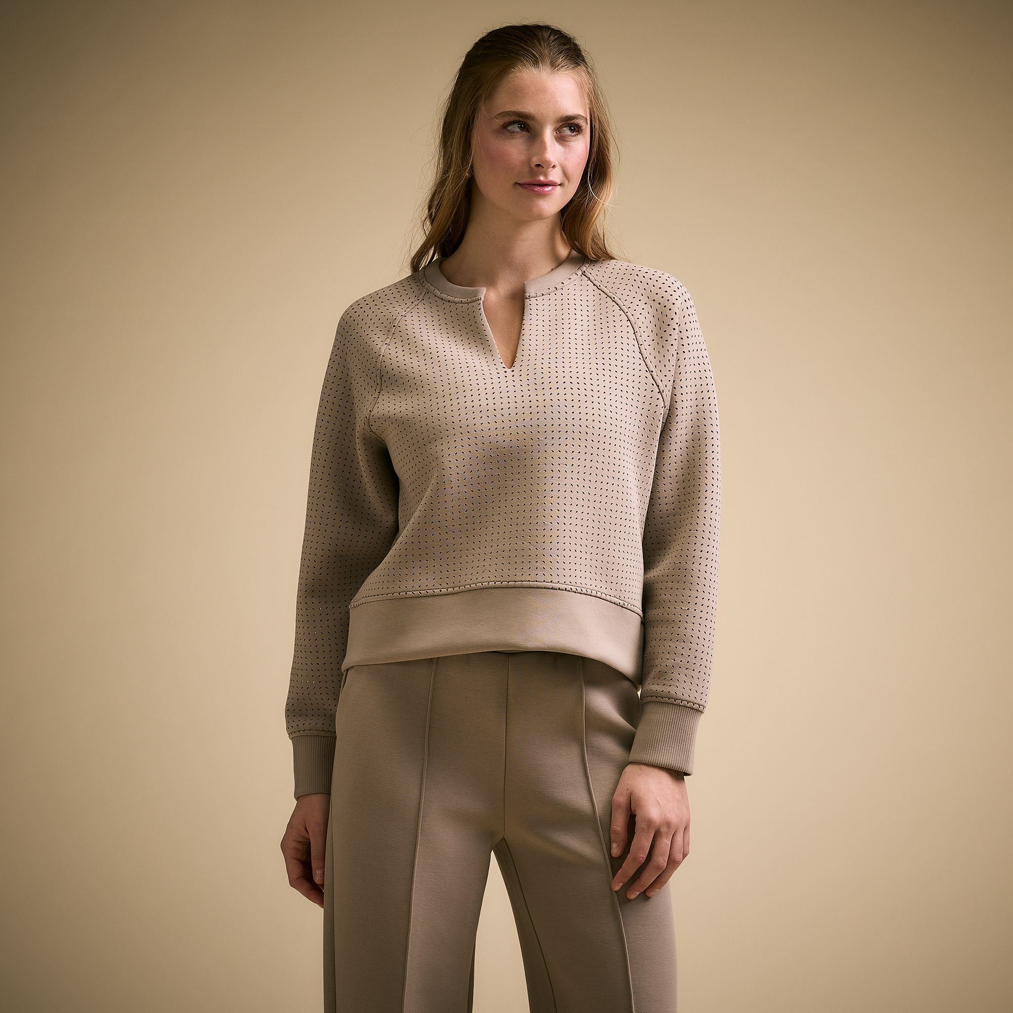 CALIA Women's Soft Scuba Notch Neck Pullover Sweatshirt