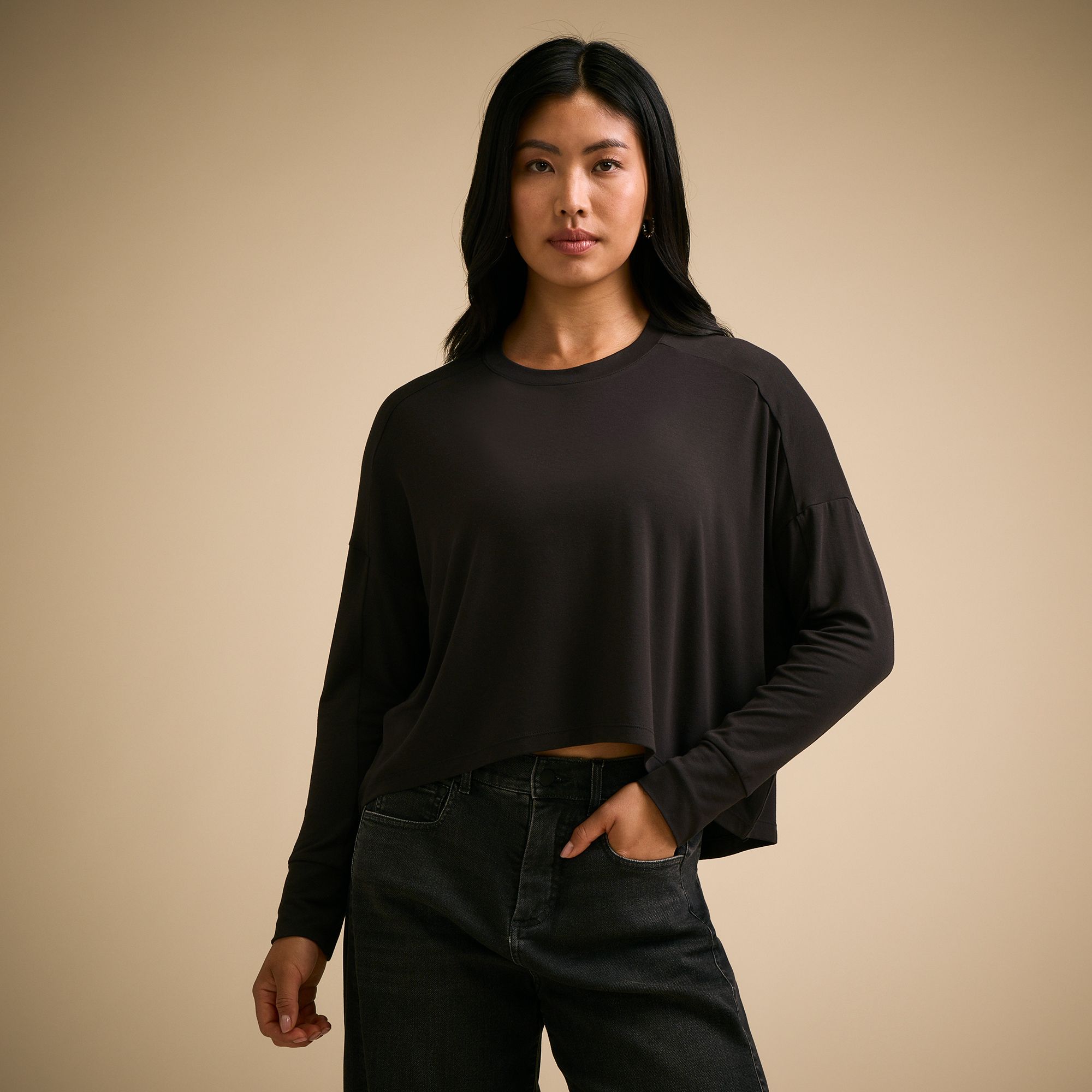 CALIA Women's Sandwash Jersey Long Sleeve Crew
