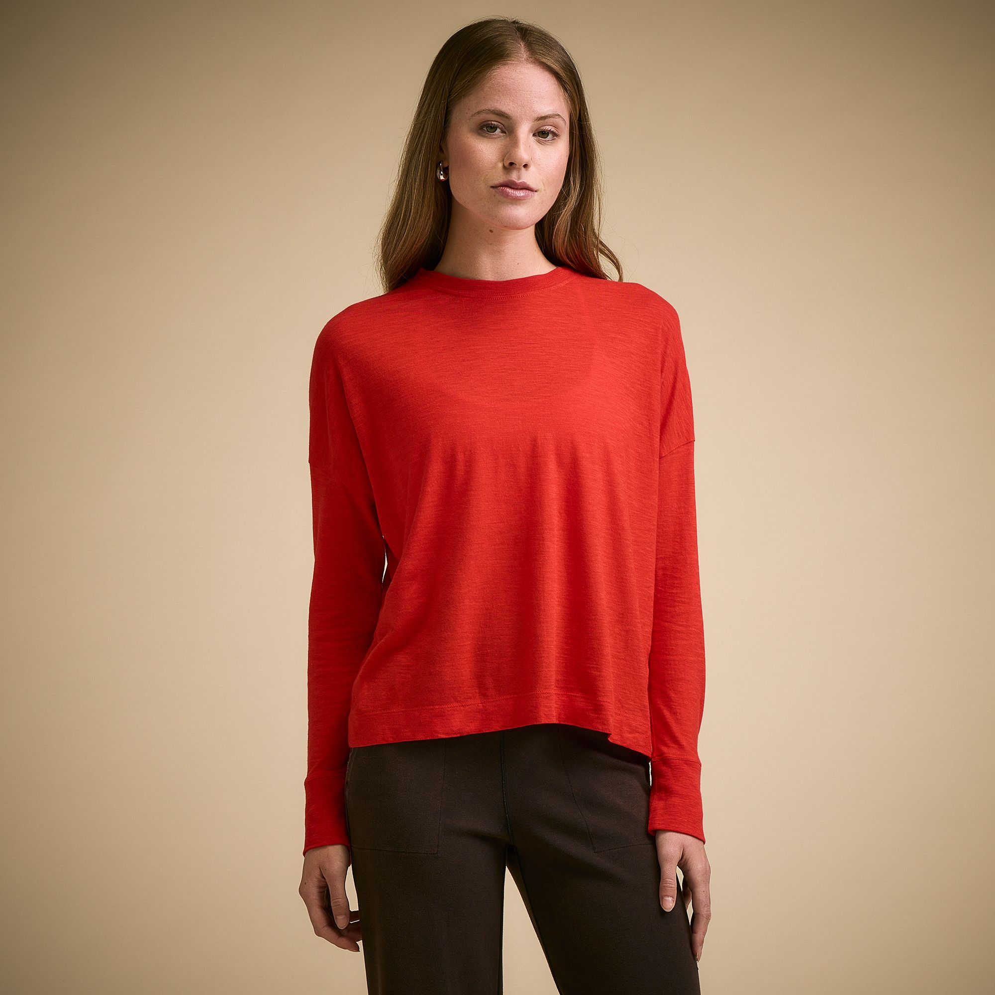 CALIA Women's Everyday Slub Long Sleeve T-Shirt, XXL, Candy Red