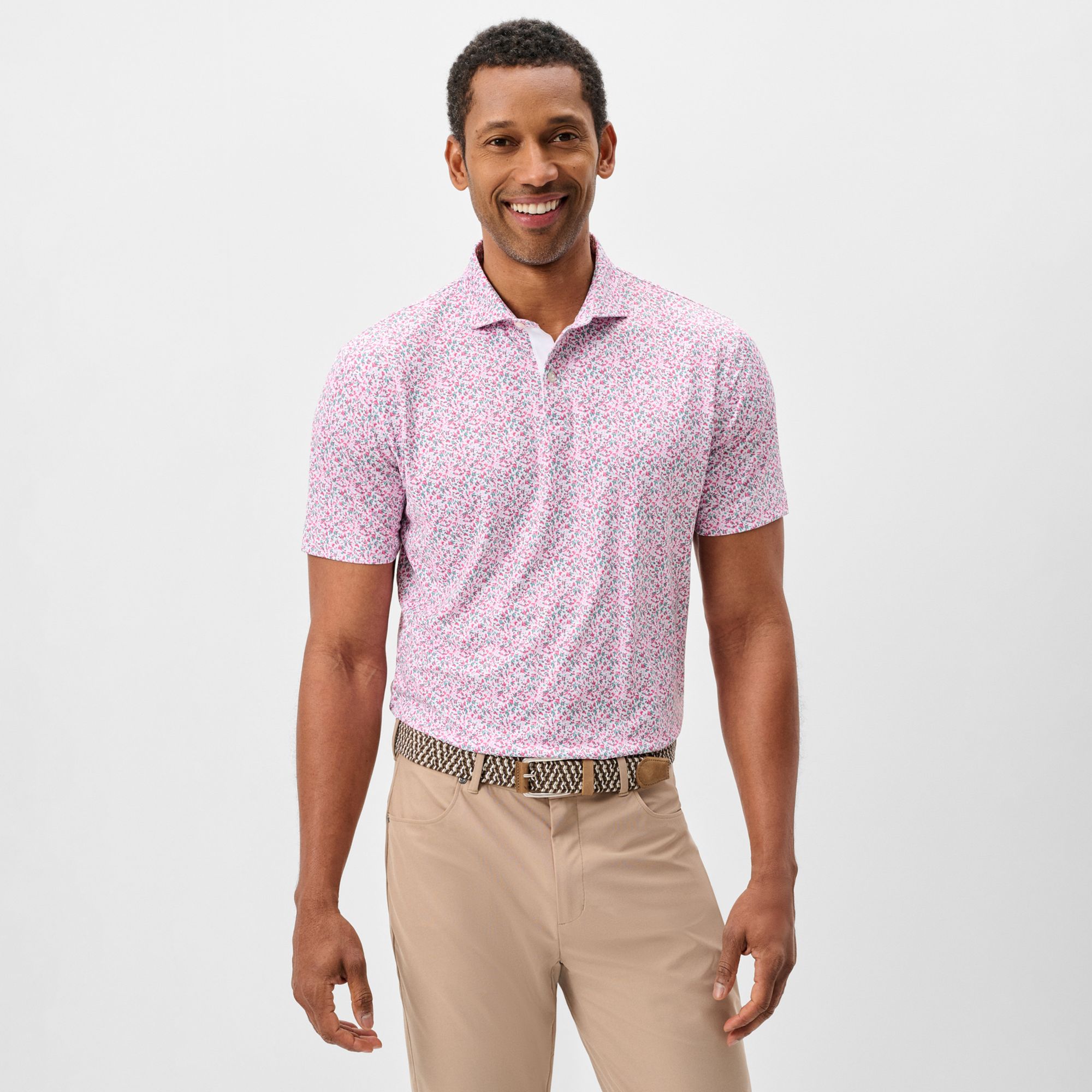 Johnnie-O Men's Bloom Neat Performance Mesh Golf Polo