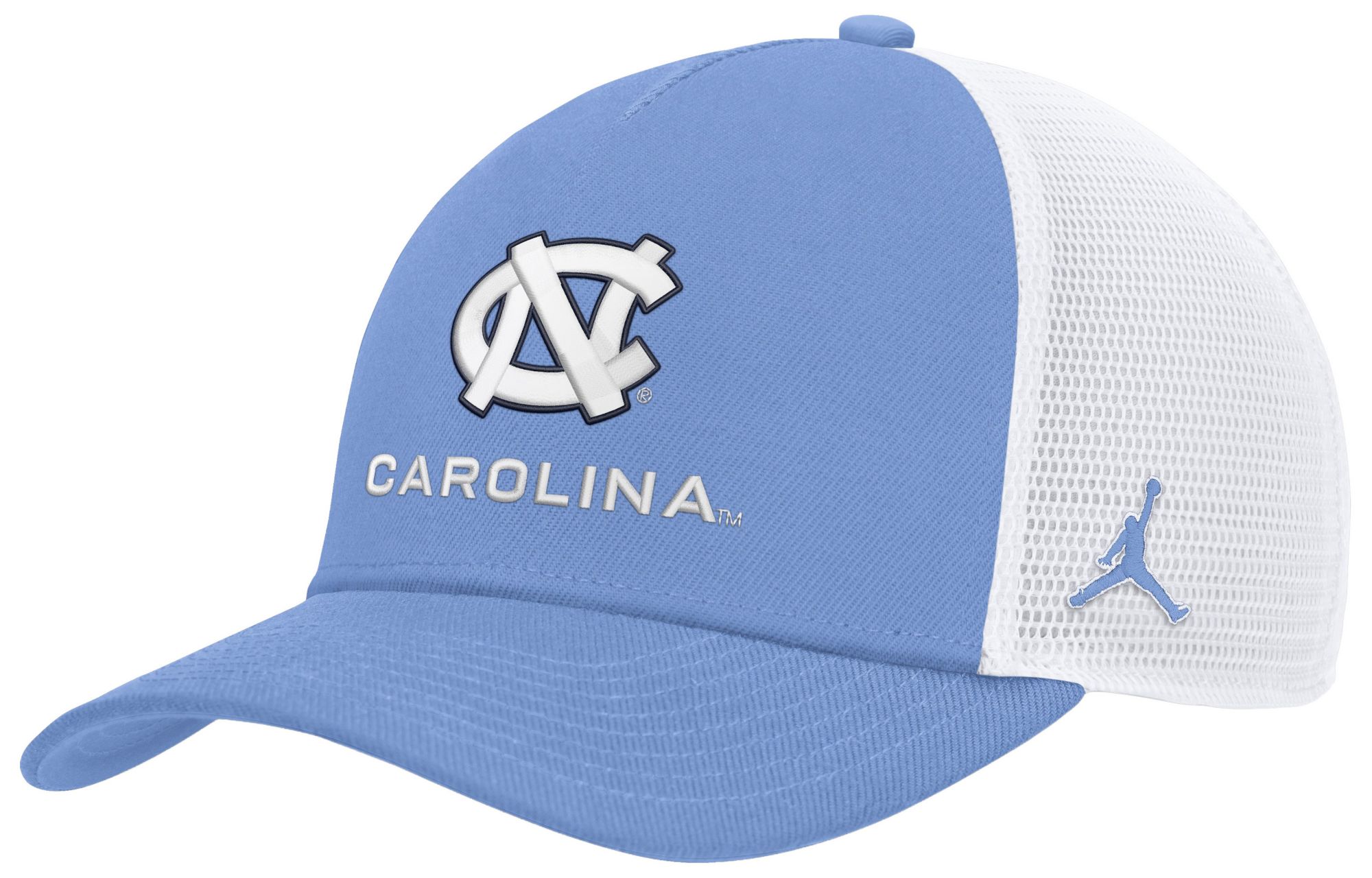 Jordan Adult North Carolina Tar Heels Blue and White Rise Game Day 5 Panel Structured Trucker Hat