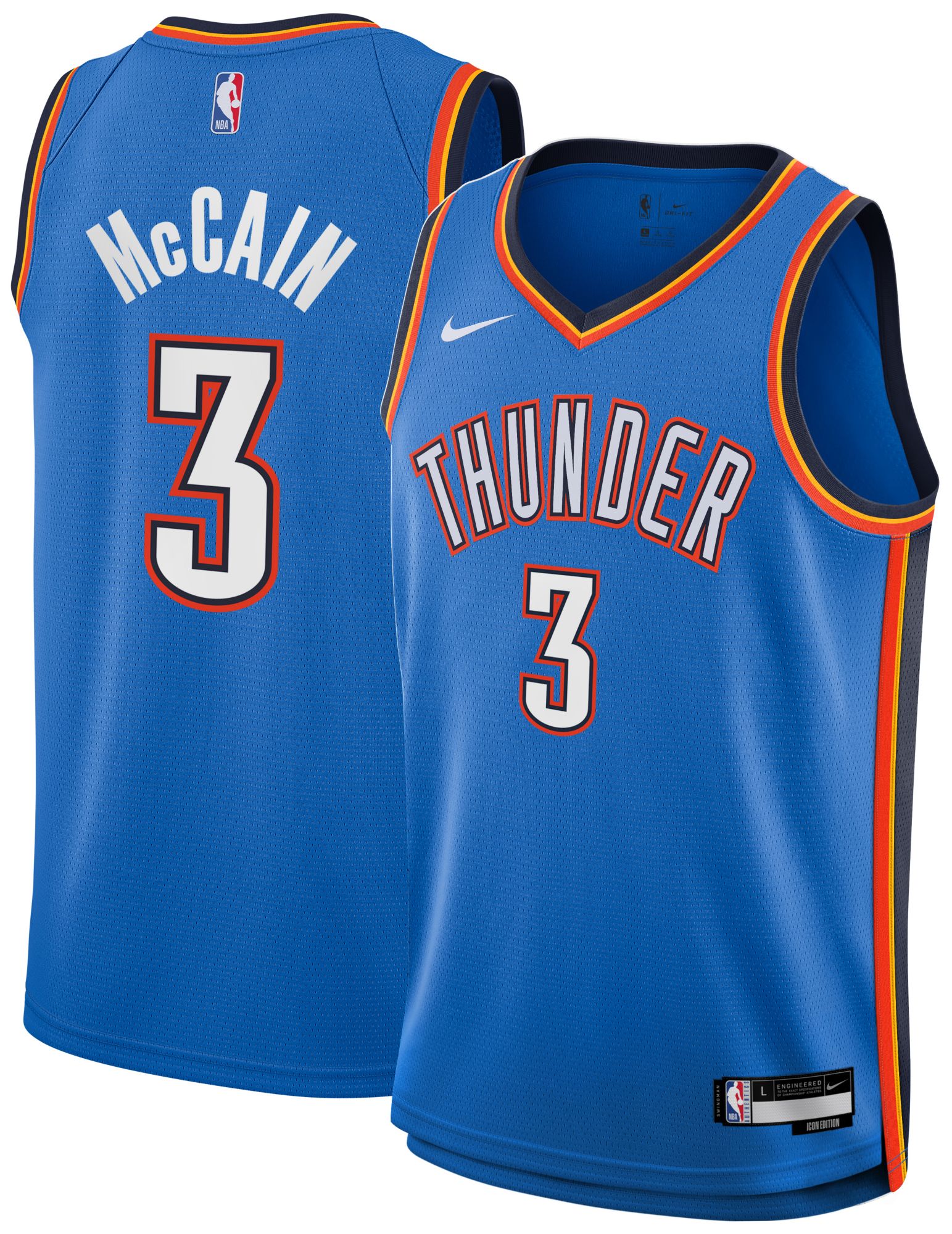 Jordan Boys' Oklahoma City Thunder Jared McCain Swingman Icon Jersey, XL