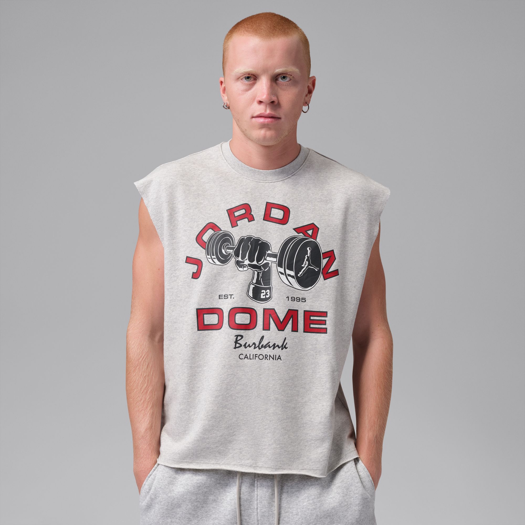 Jordan Men's Sport Dome Jam Dri-FIT Sleeveless Crew-Neck Top, Large, Grey Heather