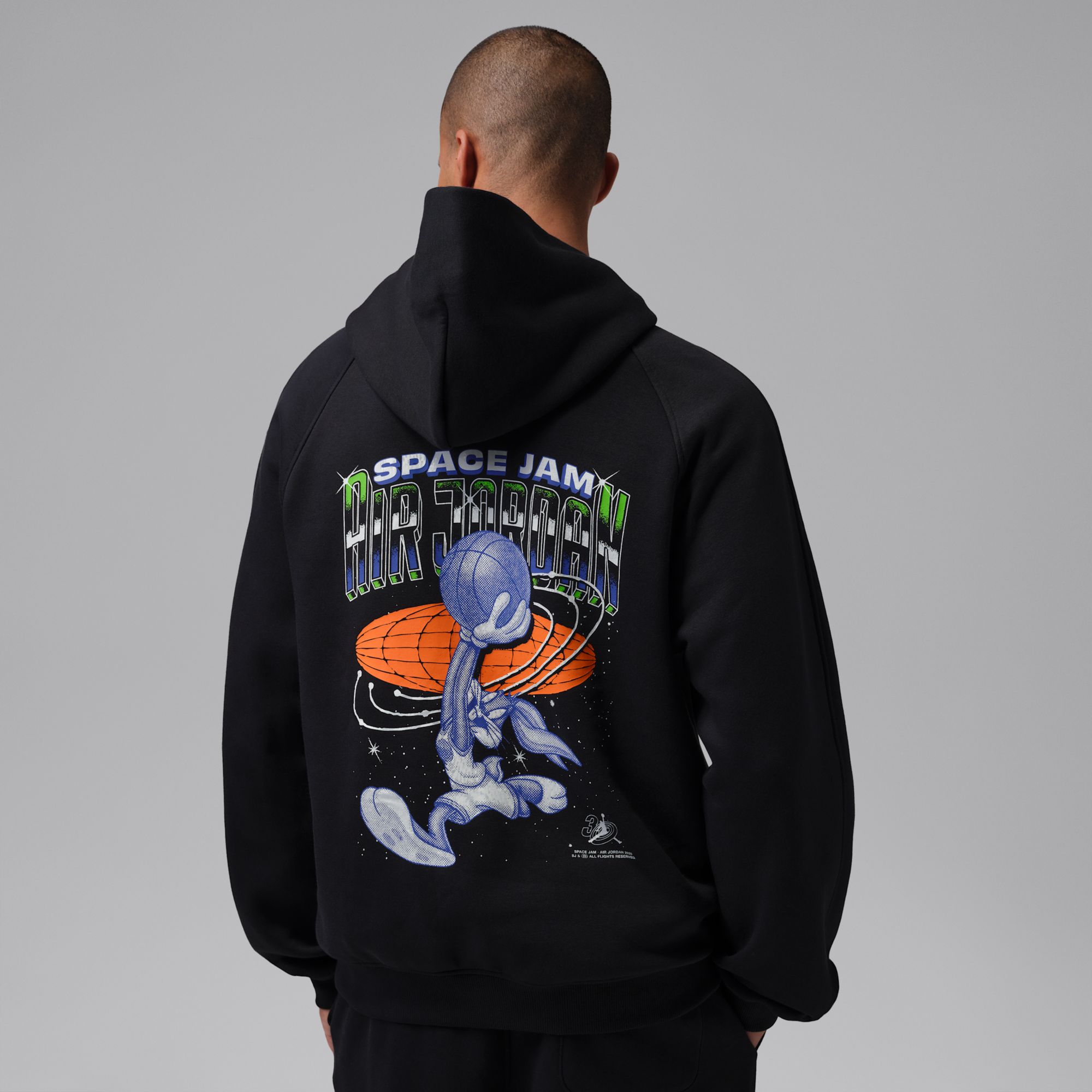 Jordan Men's Brooklyn Space Jam Fleece Pullover Hoodie, Large, Black