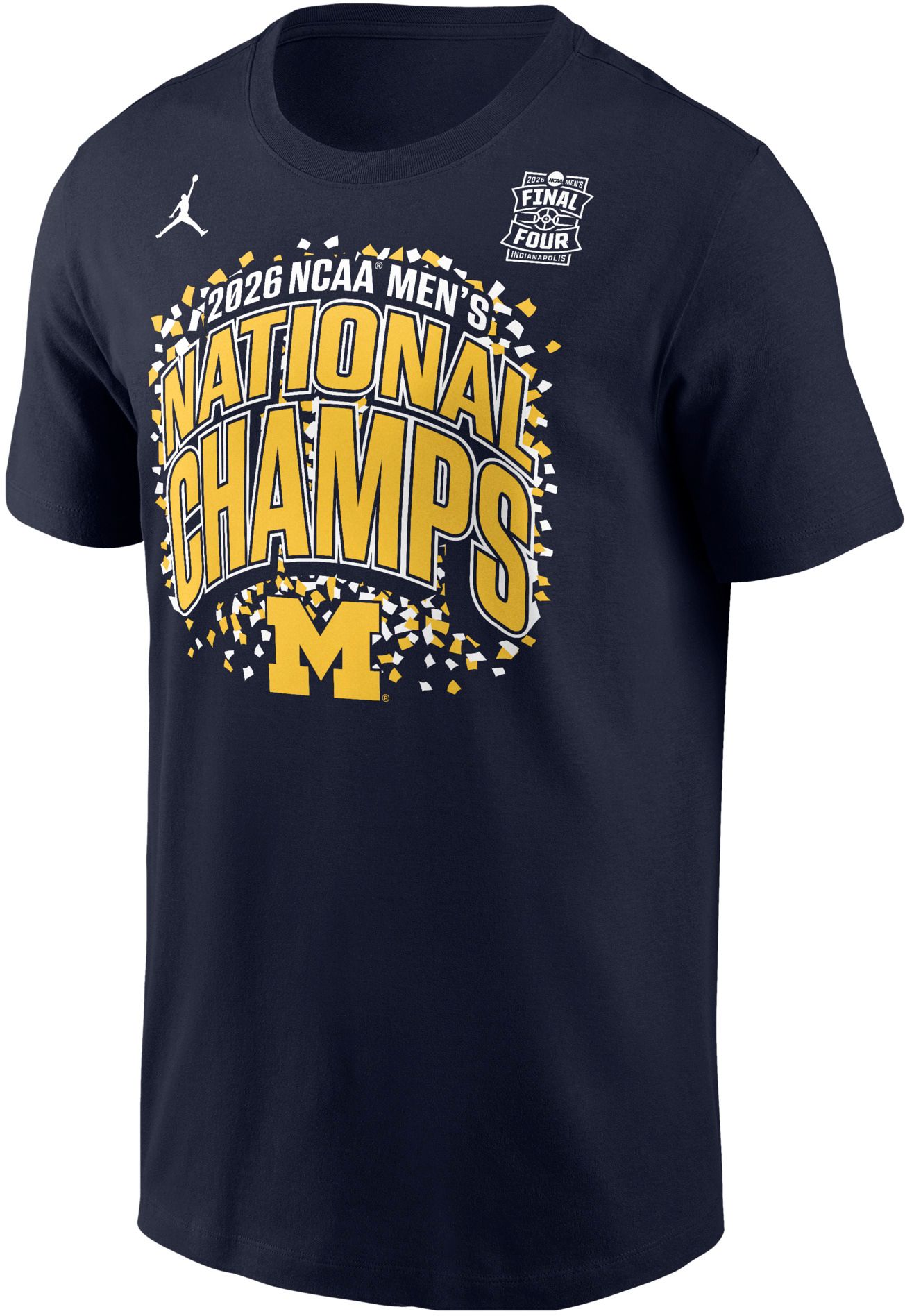 Jordan Adult 2026 Men's Basketball National Champions Michigan Wolverines Confetti T-Shirt