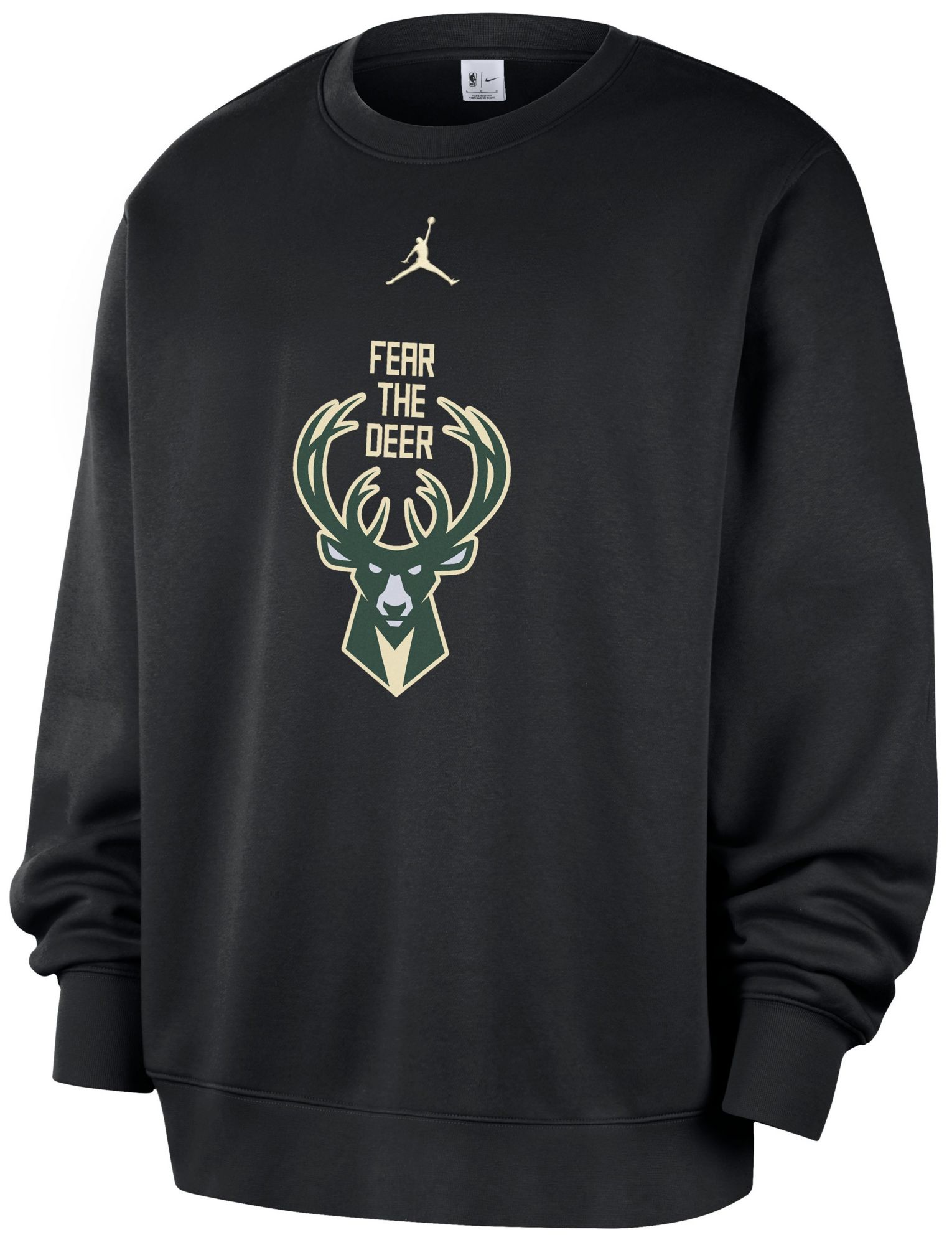 Jordan Men's Milwaukee Bucks Black Club Crewneck Sweatshirt