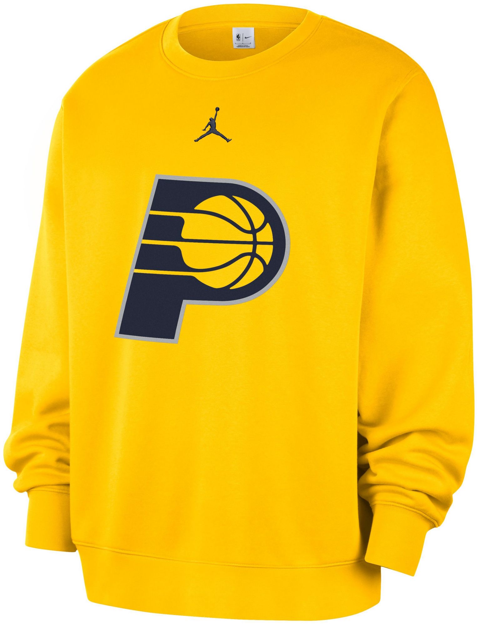 Jordan Men's Indiana Pacers Yellow Club Crewneck Sweatshirt