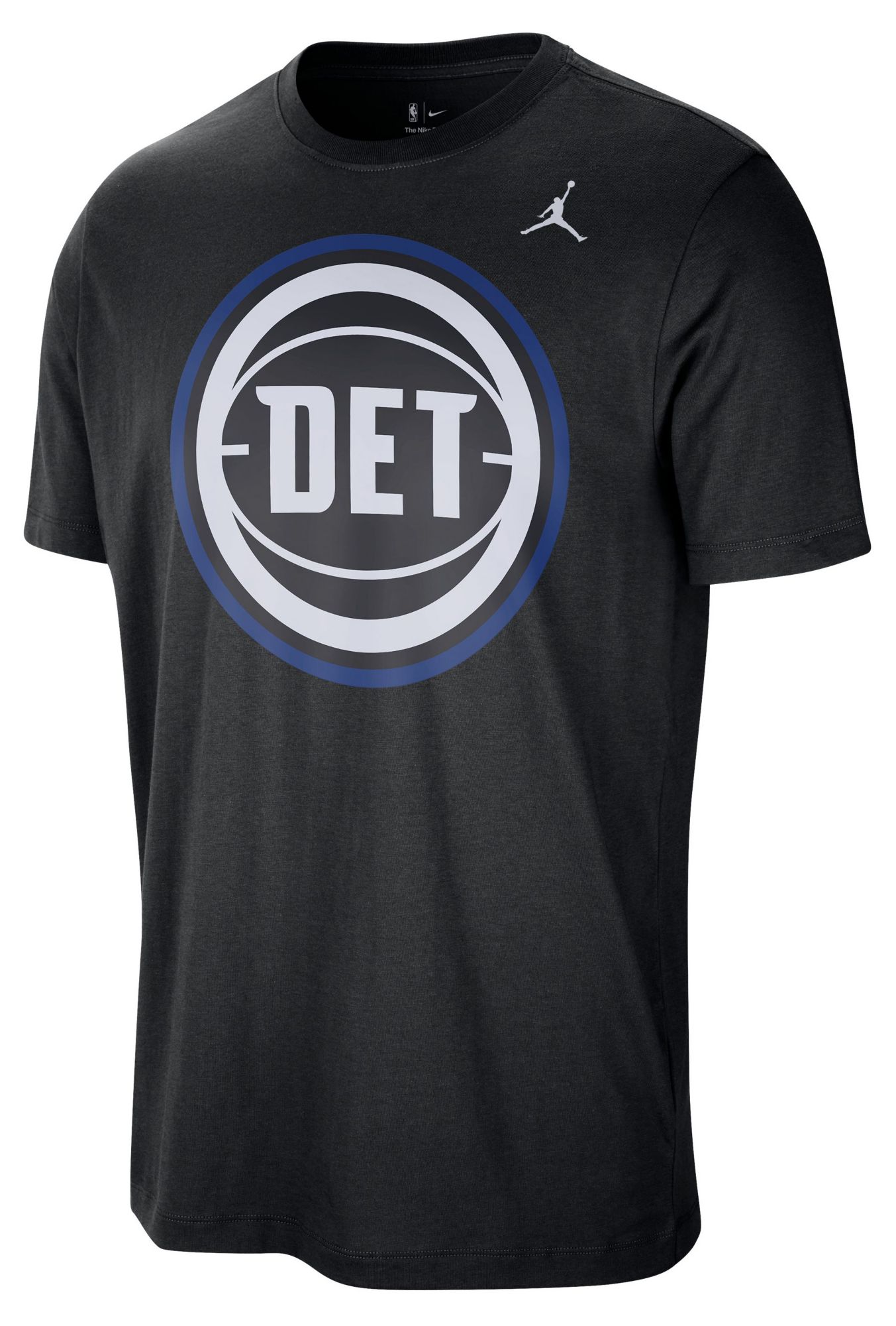 Jordan Men's Detroit Pistons Black Logo T-Shirt