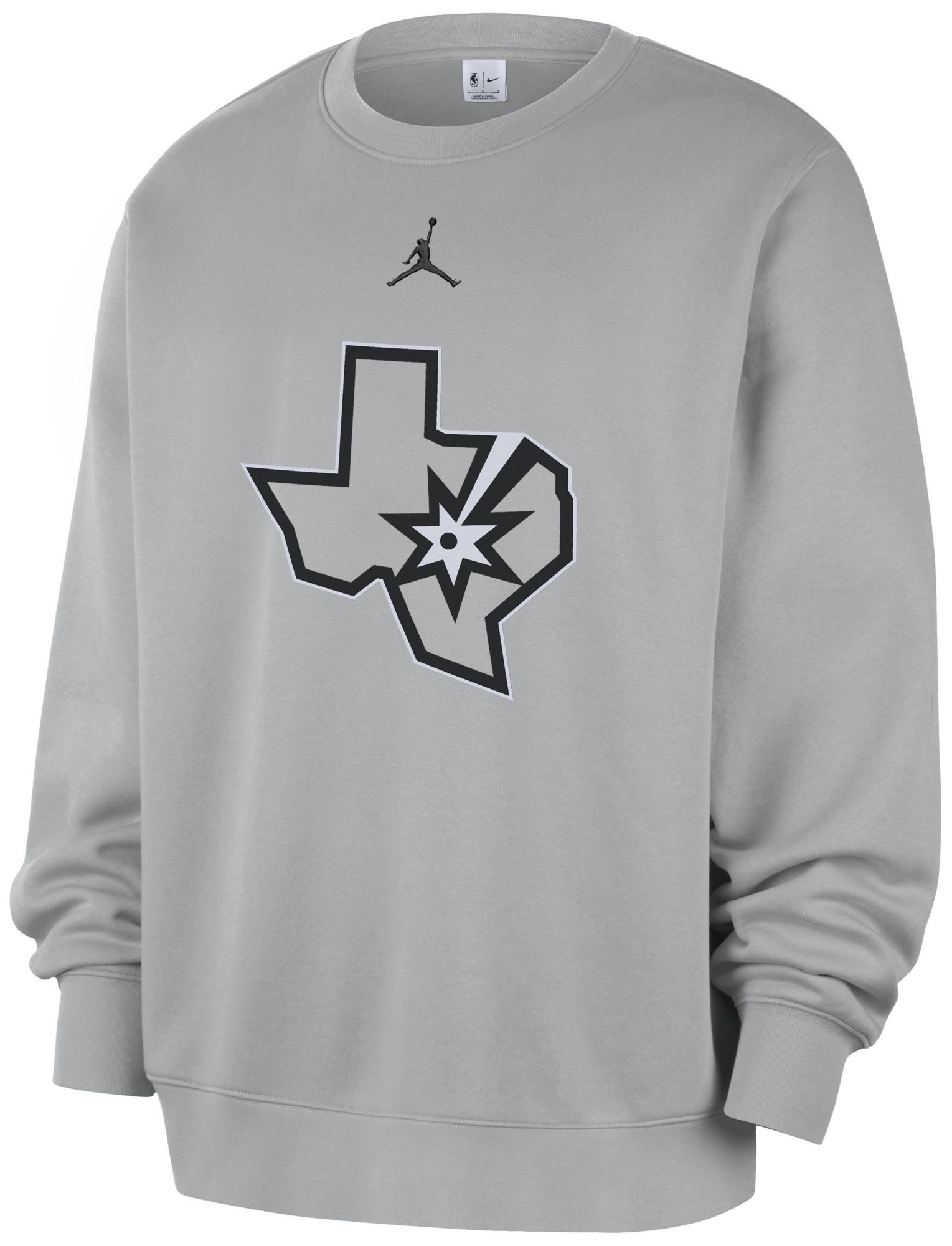 Jordan Men's San Antonio Spurs Gray Club Crewneck Sweatshirt, Medium