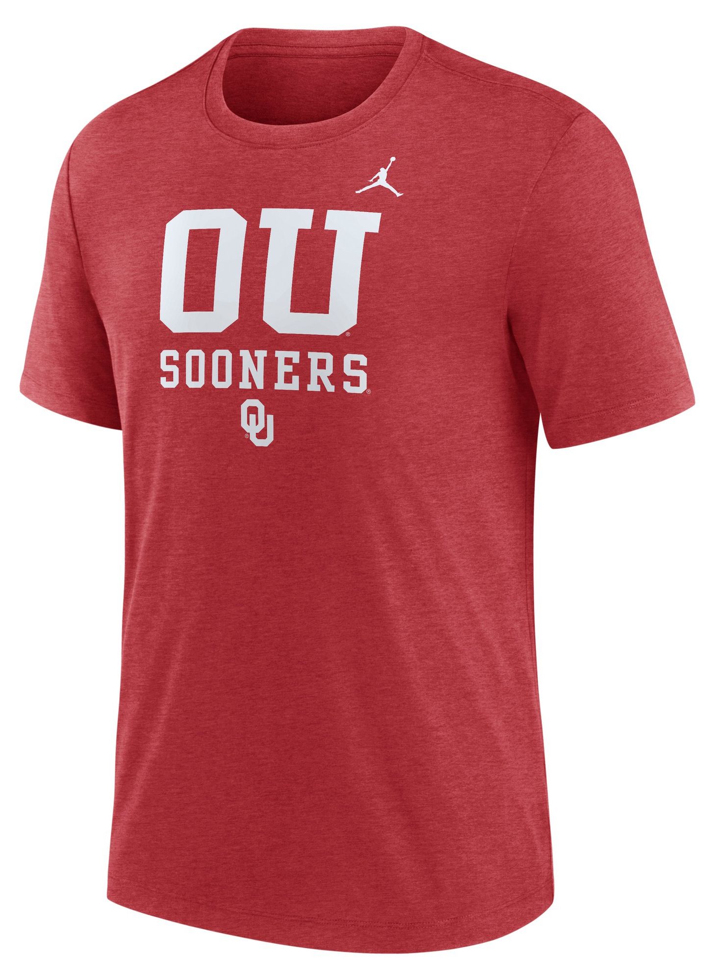 Jordan Men's Oklahoma Sooners Dark Red Heather Triblend Stack T-Shirt