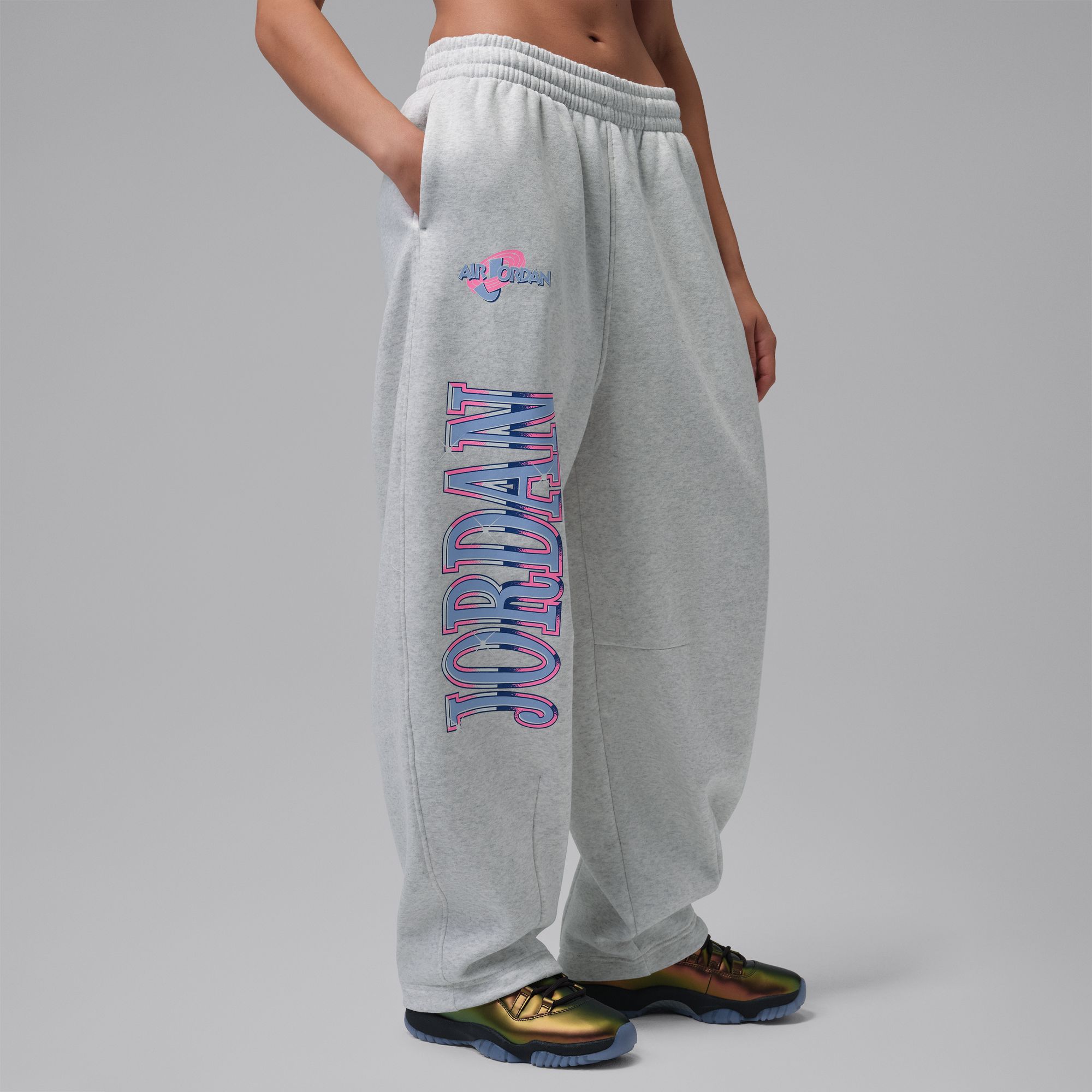 Jordan Women's Space Jam Brooklyn Fleece Pants, XL, Neutral Grey/HTR