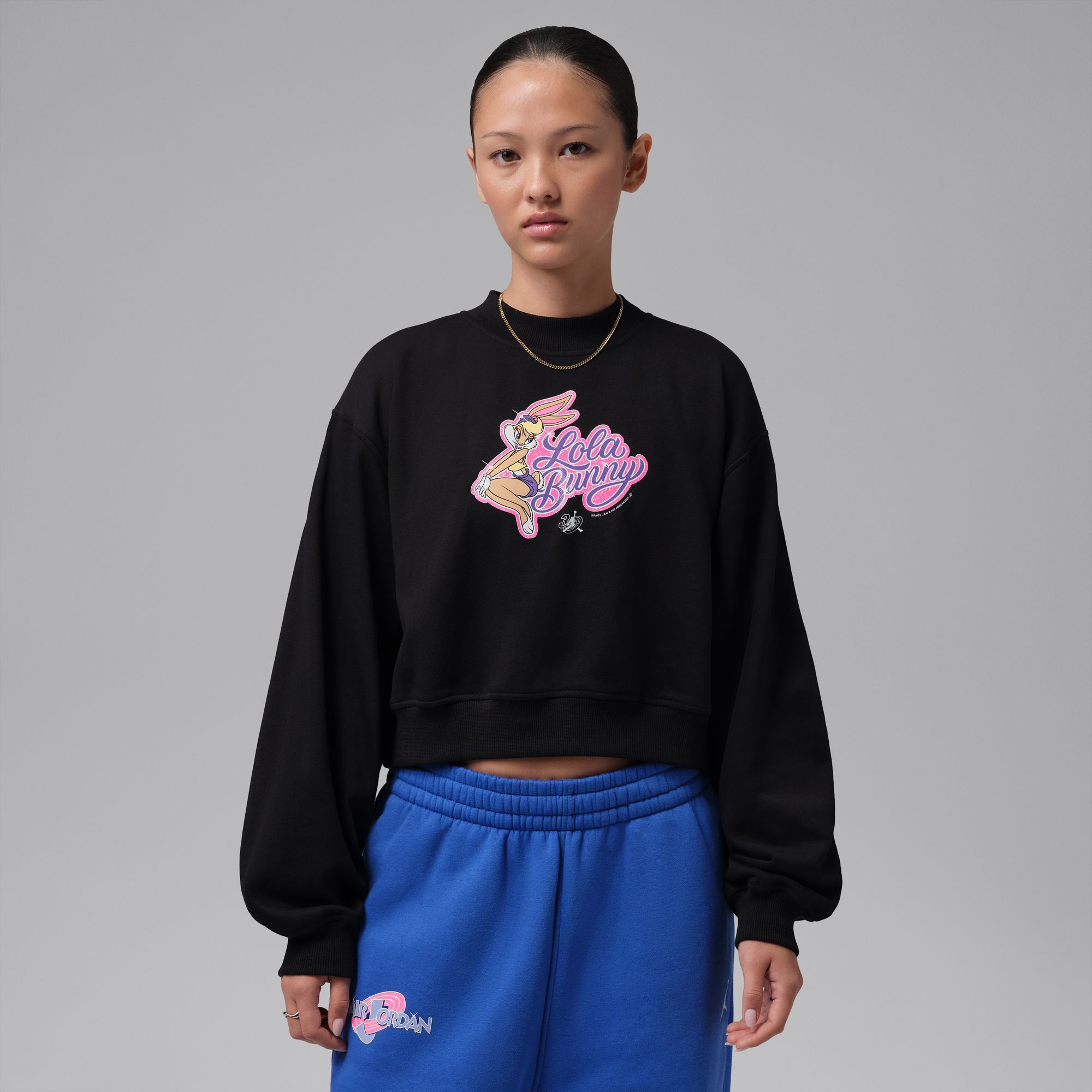Jordan Women's Space Jam Brooklyn Lola Bunny Crew-Neck Sweatshirt, Small, Black