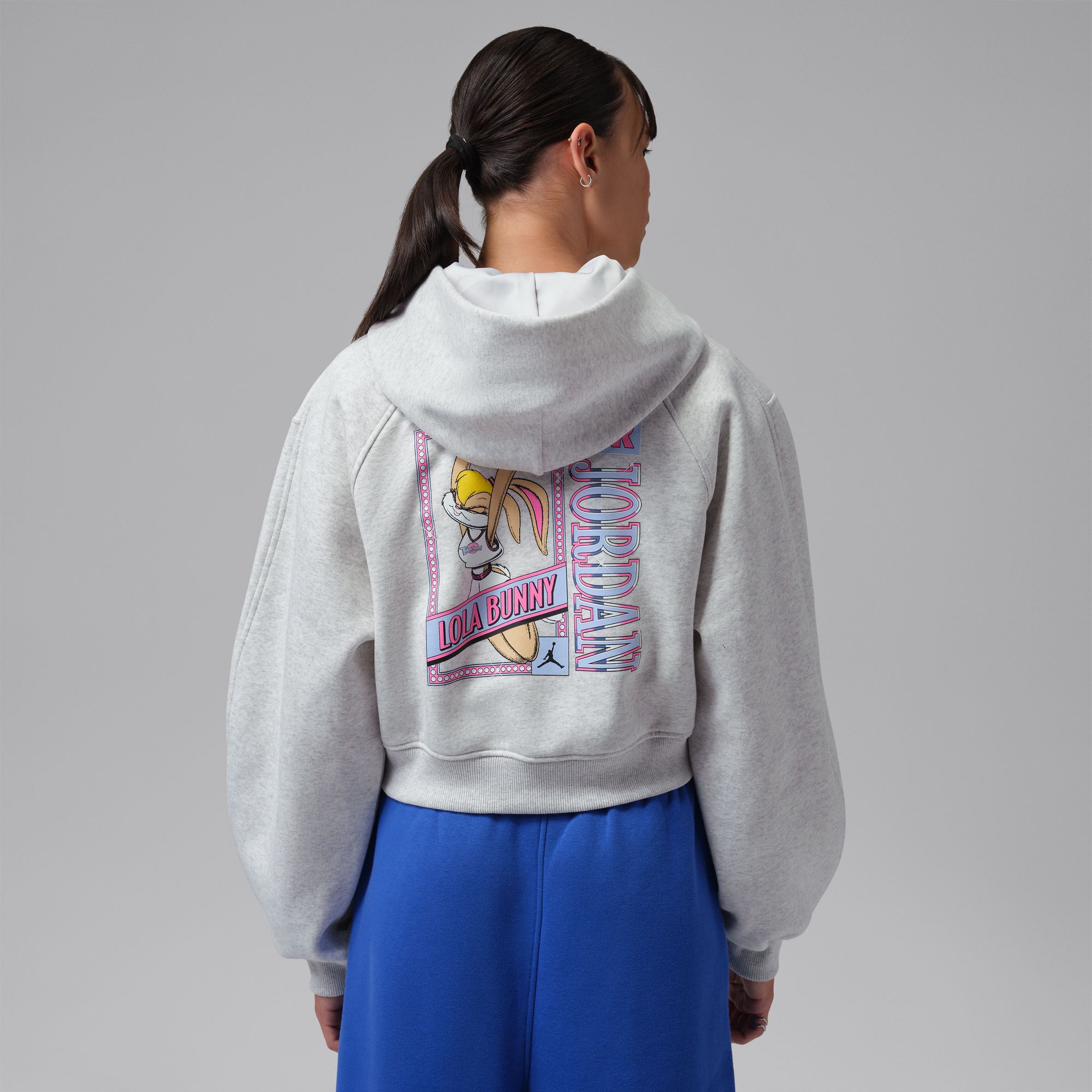 Jordan Women's Space Jam Brooklyn Fleece Full-Zip Cropped Hoodie, XS, Neutral Grey/HTR