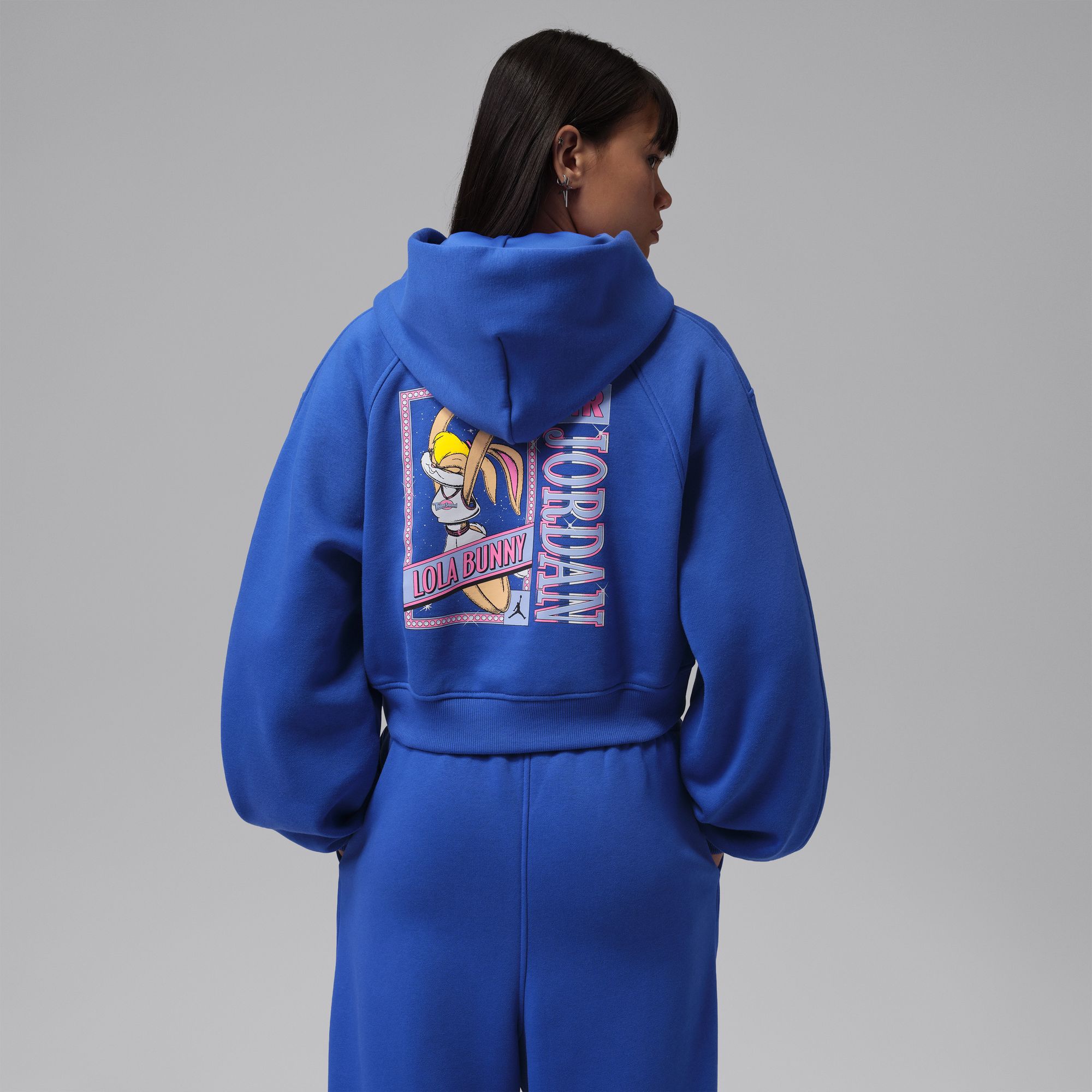 Jordan Women's Space Jam Brooklyn Fleece Full-Zip Cropped Hoodie, Medium, Varsity Royal