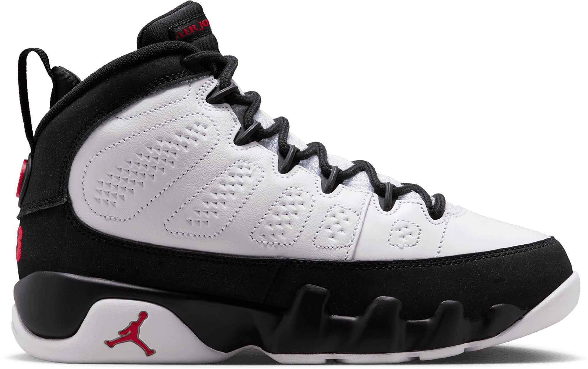 Air Jordan Kids' Grade School 9 Retro "White and Black" Basketball Shoes