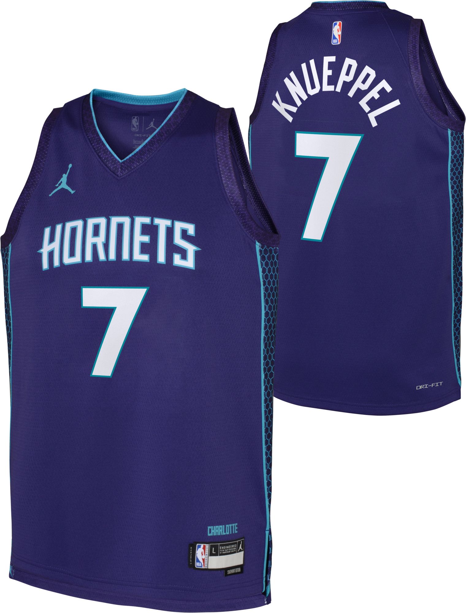 Jordan Youth Charlotte Hornets Kon Knueppel #7 Swingman Statement Jersey
