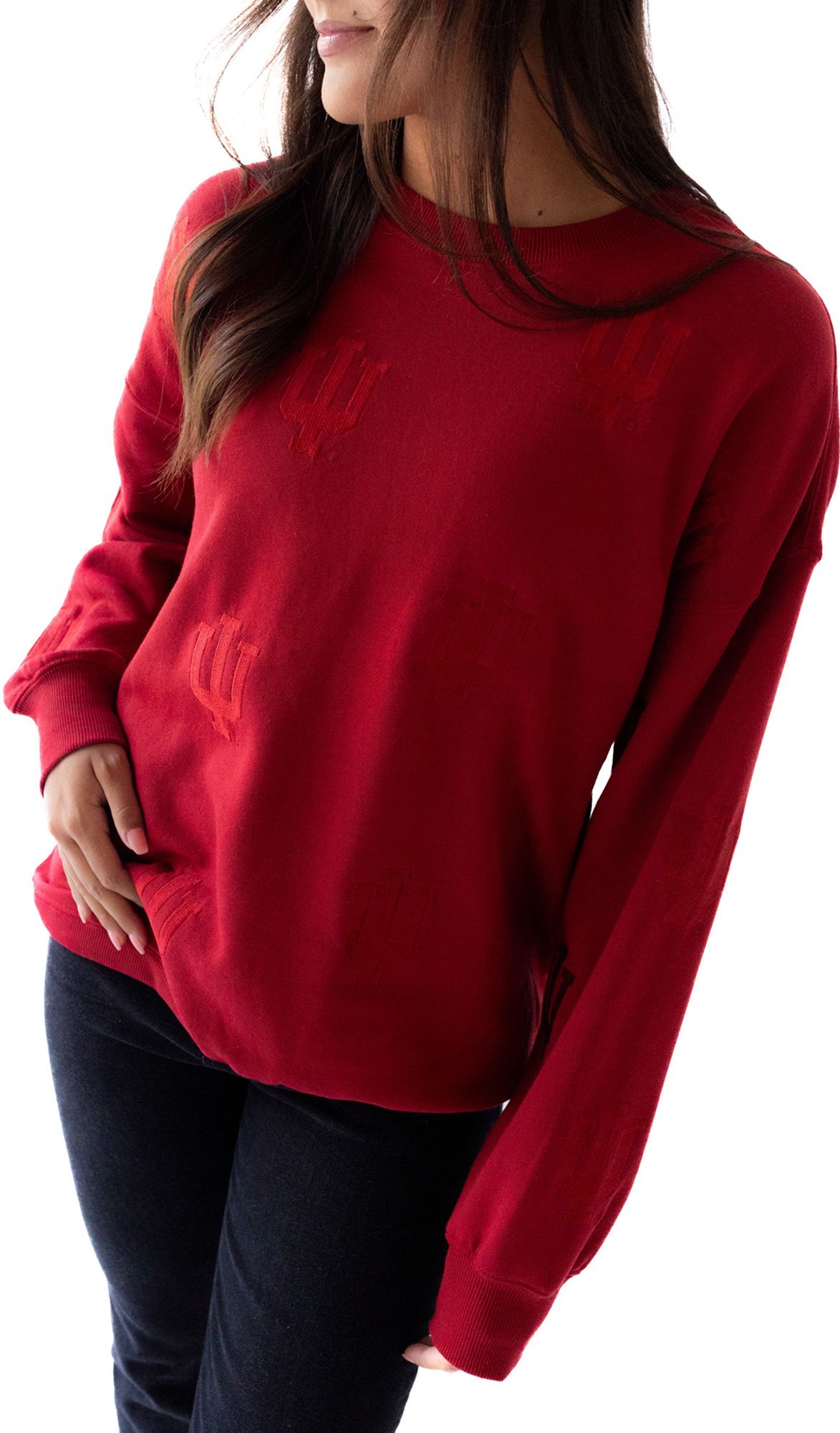 Gameday Social Women's Indiana Hoosiers Crimson Lantern Crewneck Sweatshirt