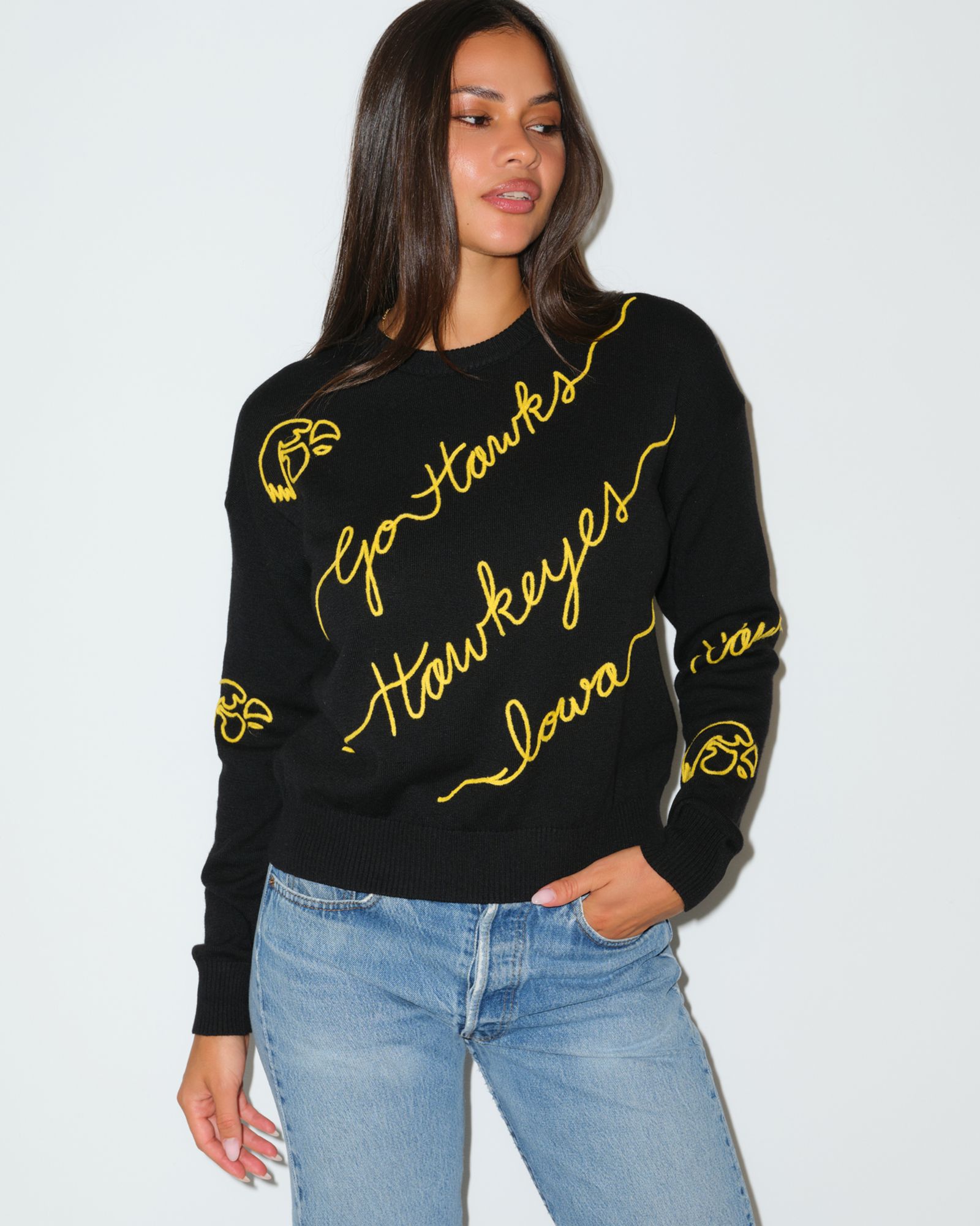 KADYLUXE Women's Iowa Hawkeyes Love Letter Sweater