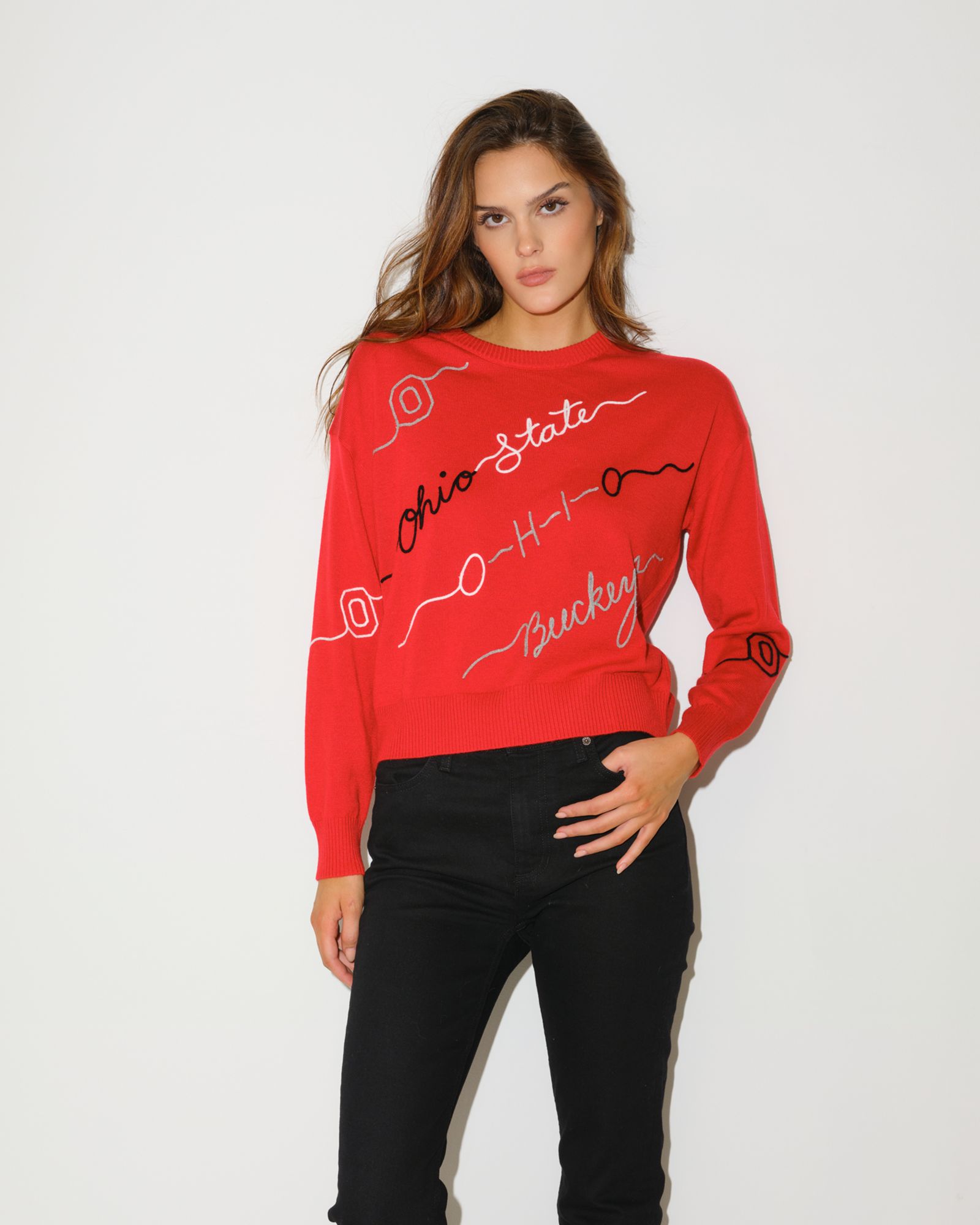 KADYLUXE Women's Ohio State Buckeyes Love Letter Sweater