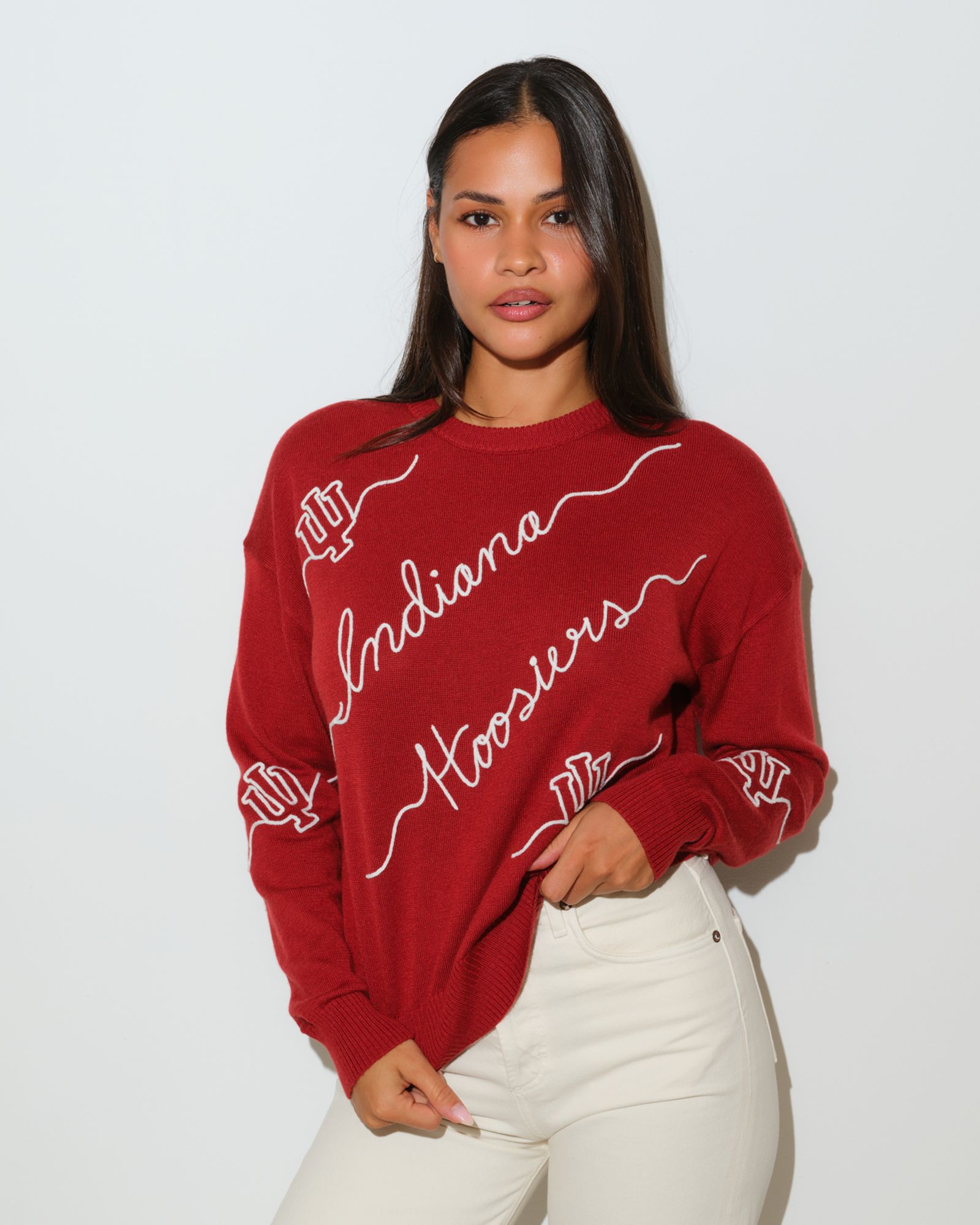 KADYLUXE Women's Indiana Hoosiers Love Letter Sweater