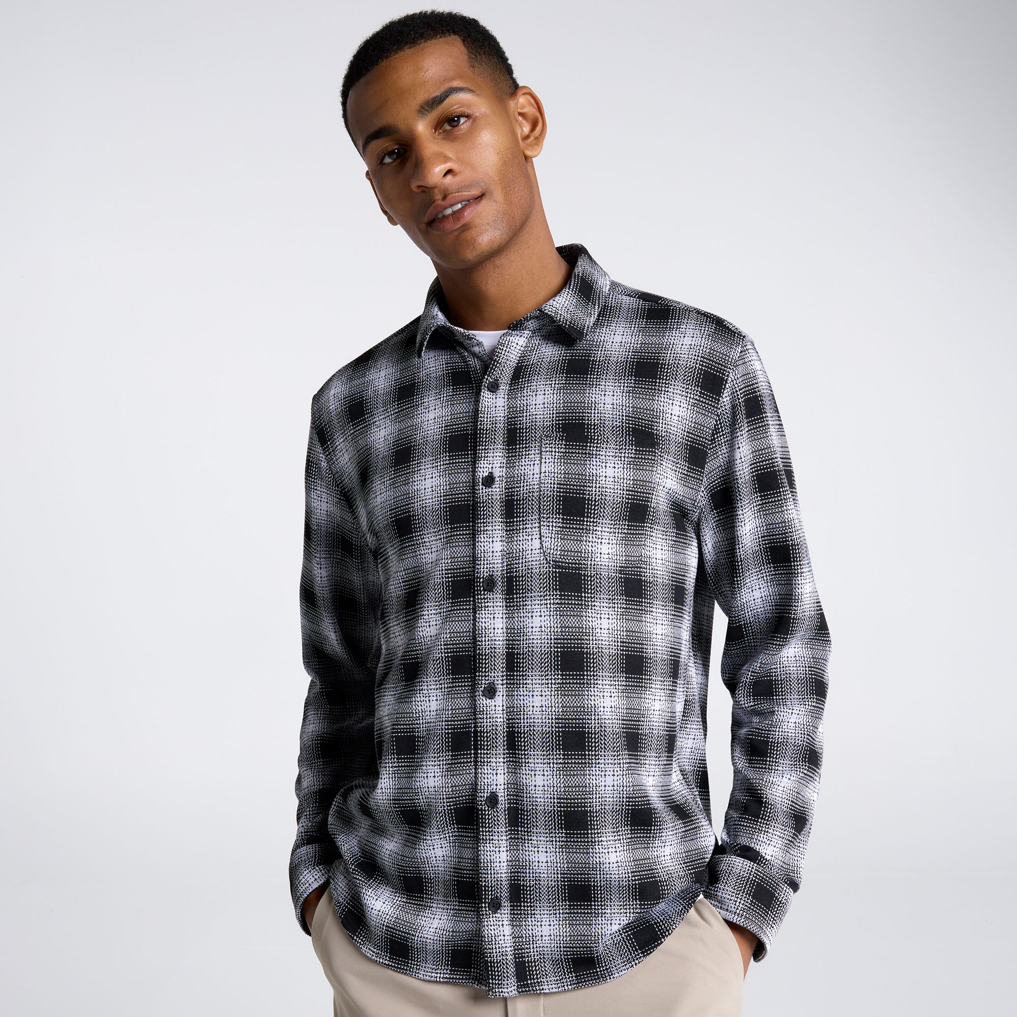VRST Men's Long Sleeve Winter Plaid Button-Up Shirt