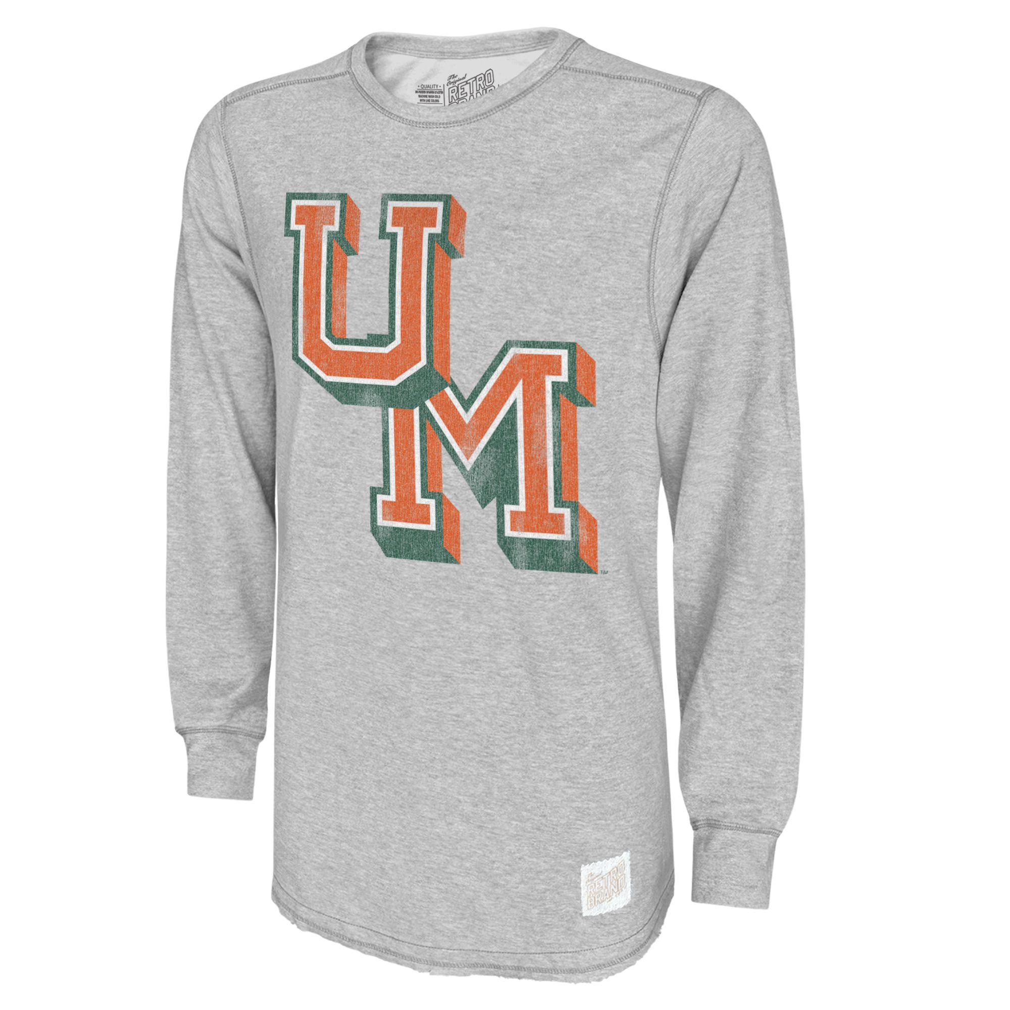 Retro Brand Men's Miami Hurricanes Grey Logo Crewneck Sweatshirt