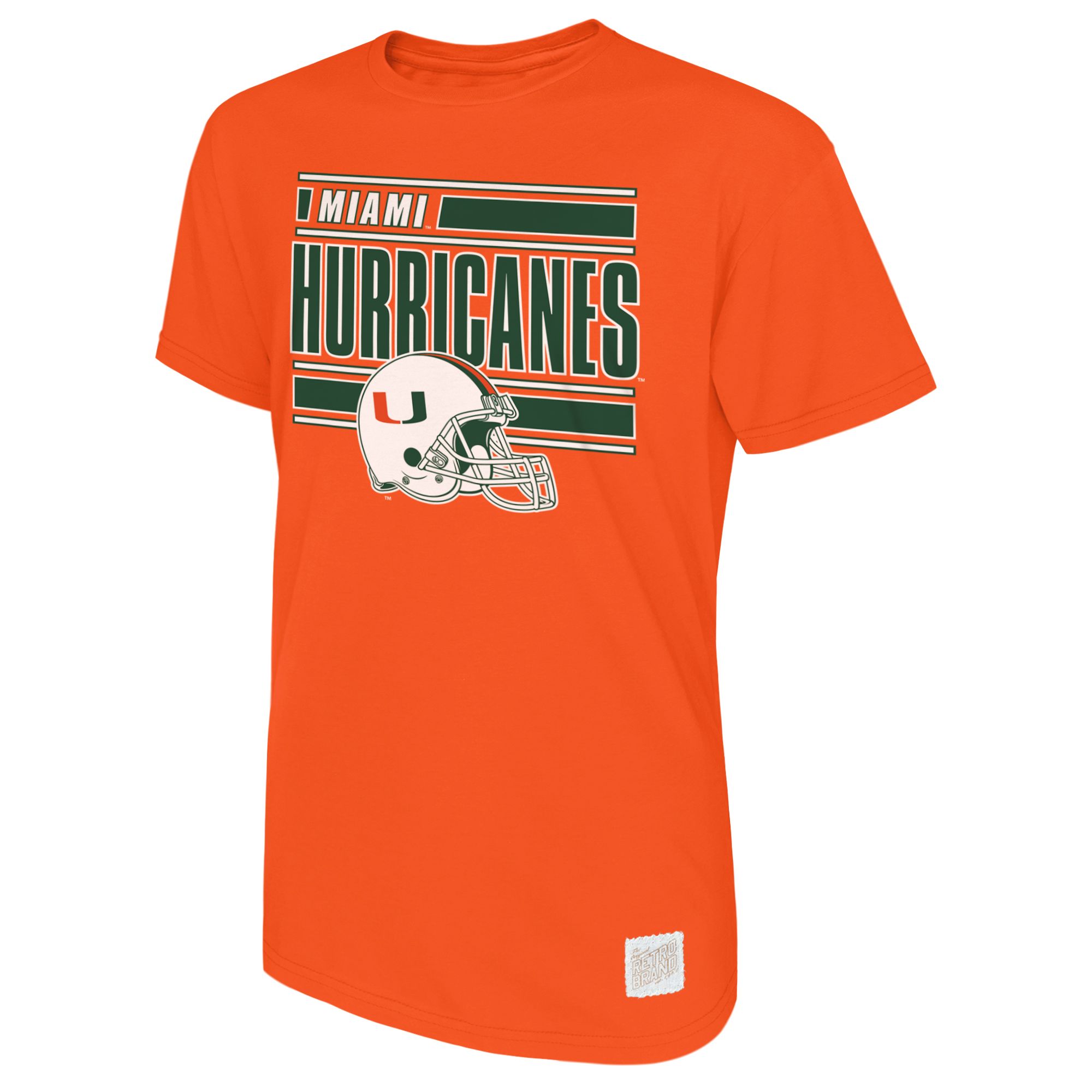 Retro Brand Men's Miami Hurricanes Orange Vintage Football T-Shirt