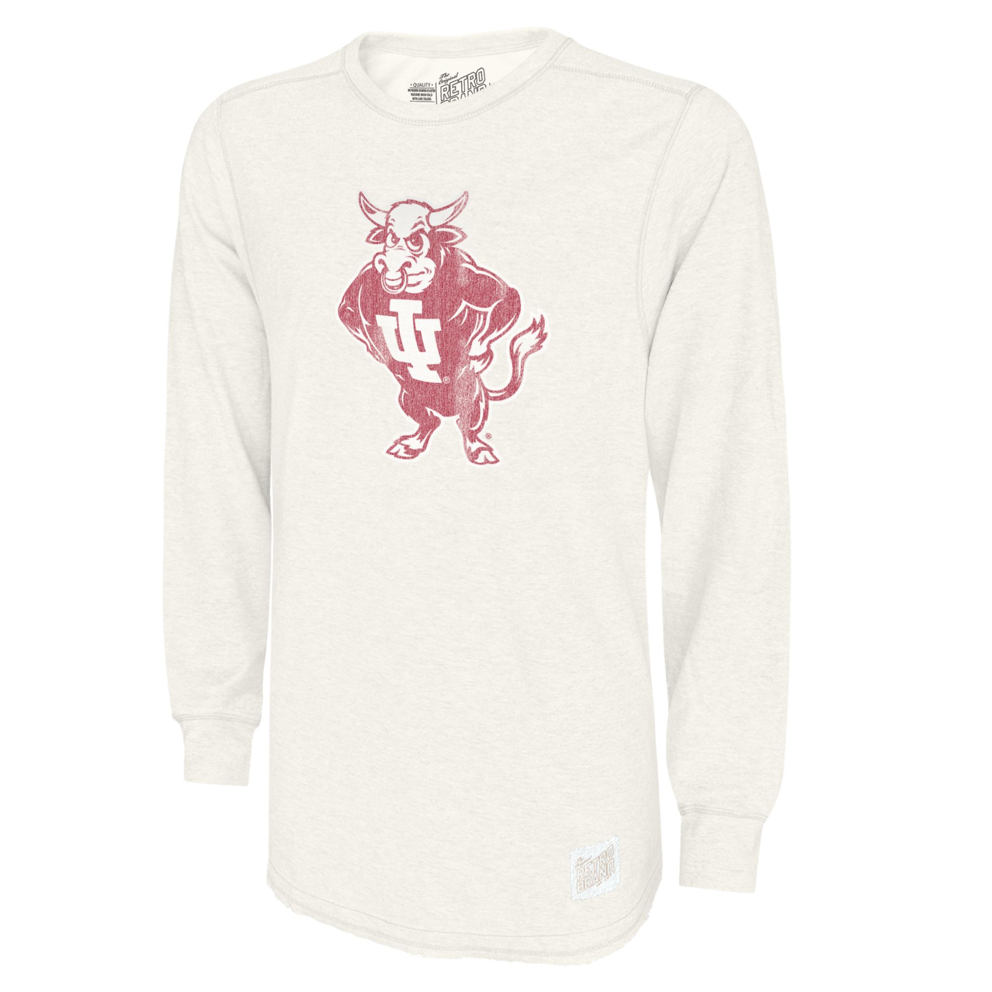 Retro Brand Men's Indiana Hoosiers White Vintage Crewneck Sweatshirt