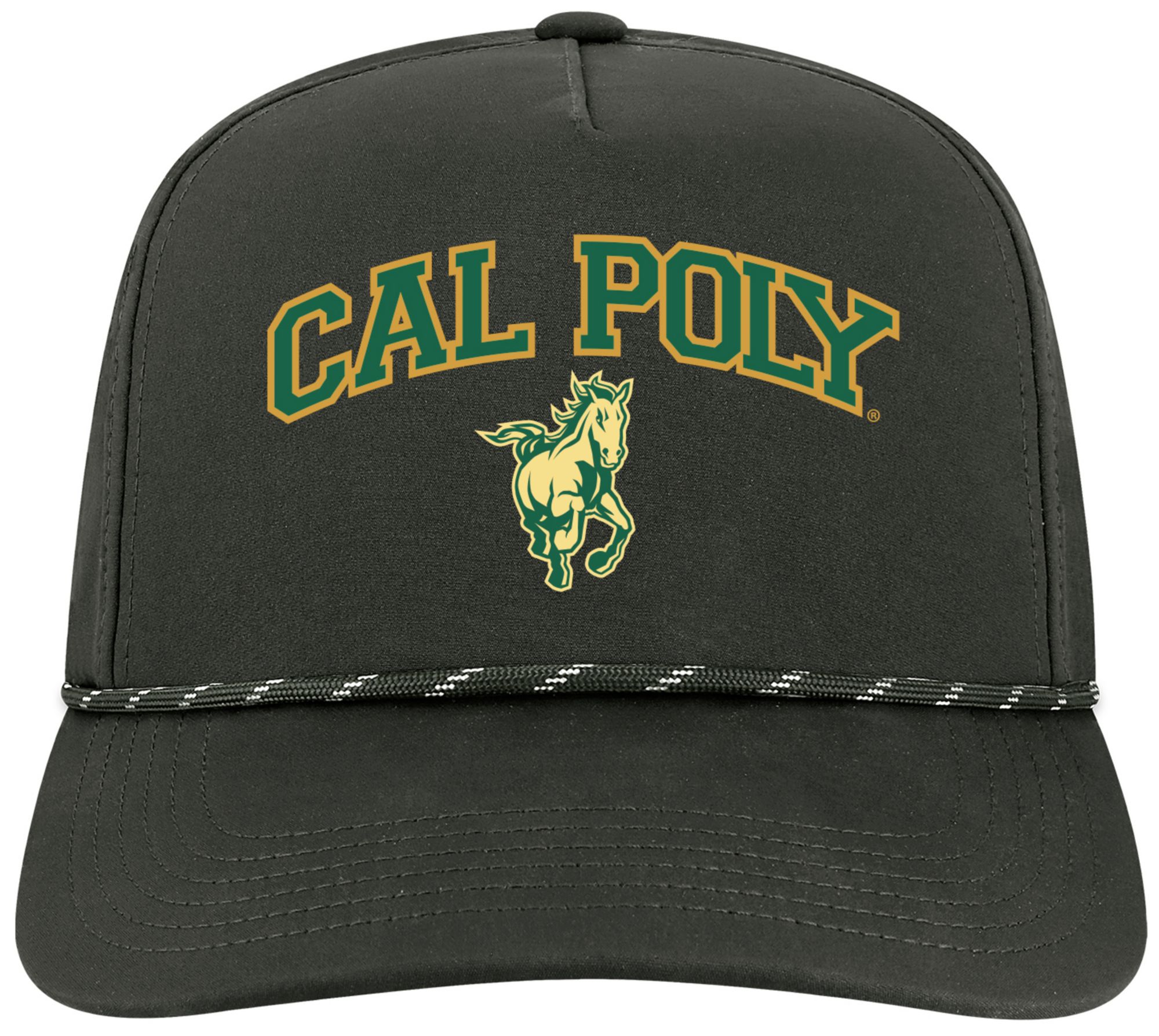 League-Legacy Adult Cal Poly Mustangs Black Arch Logo Caddy Adjustable Hat