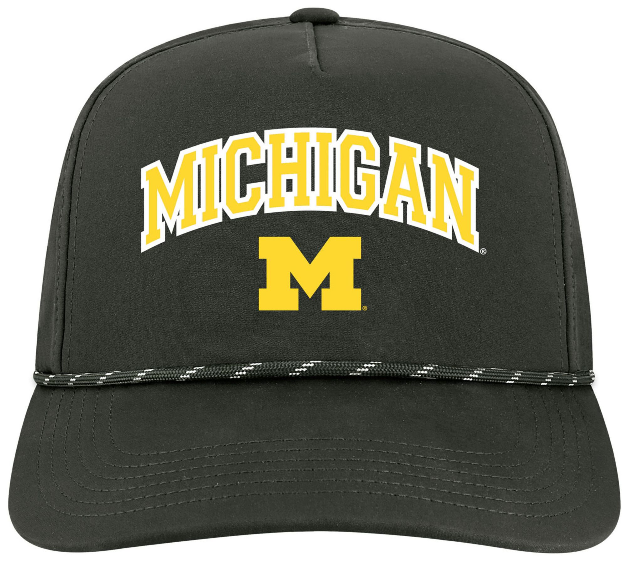 League-Legacy Adult Michigan Wolverines Black Arch Logo Caddy Adjustable Hat