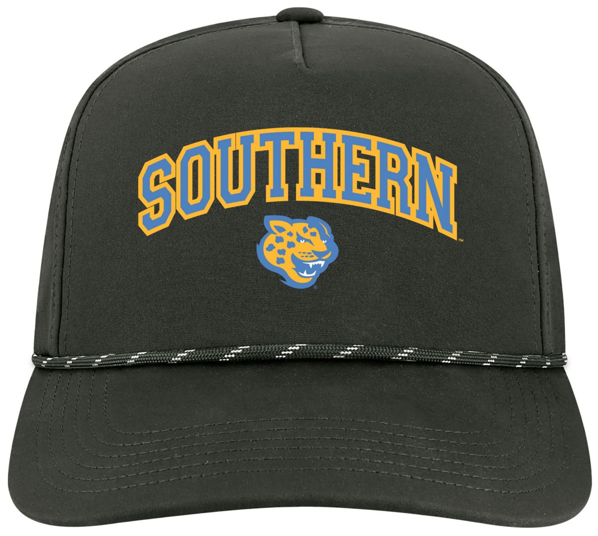 League-Legacy Adult Southern University Jaguars Black Arch Logo Caddy Adjustable Hat