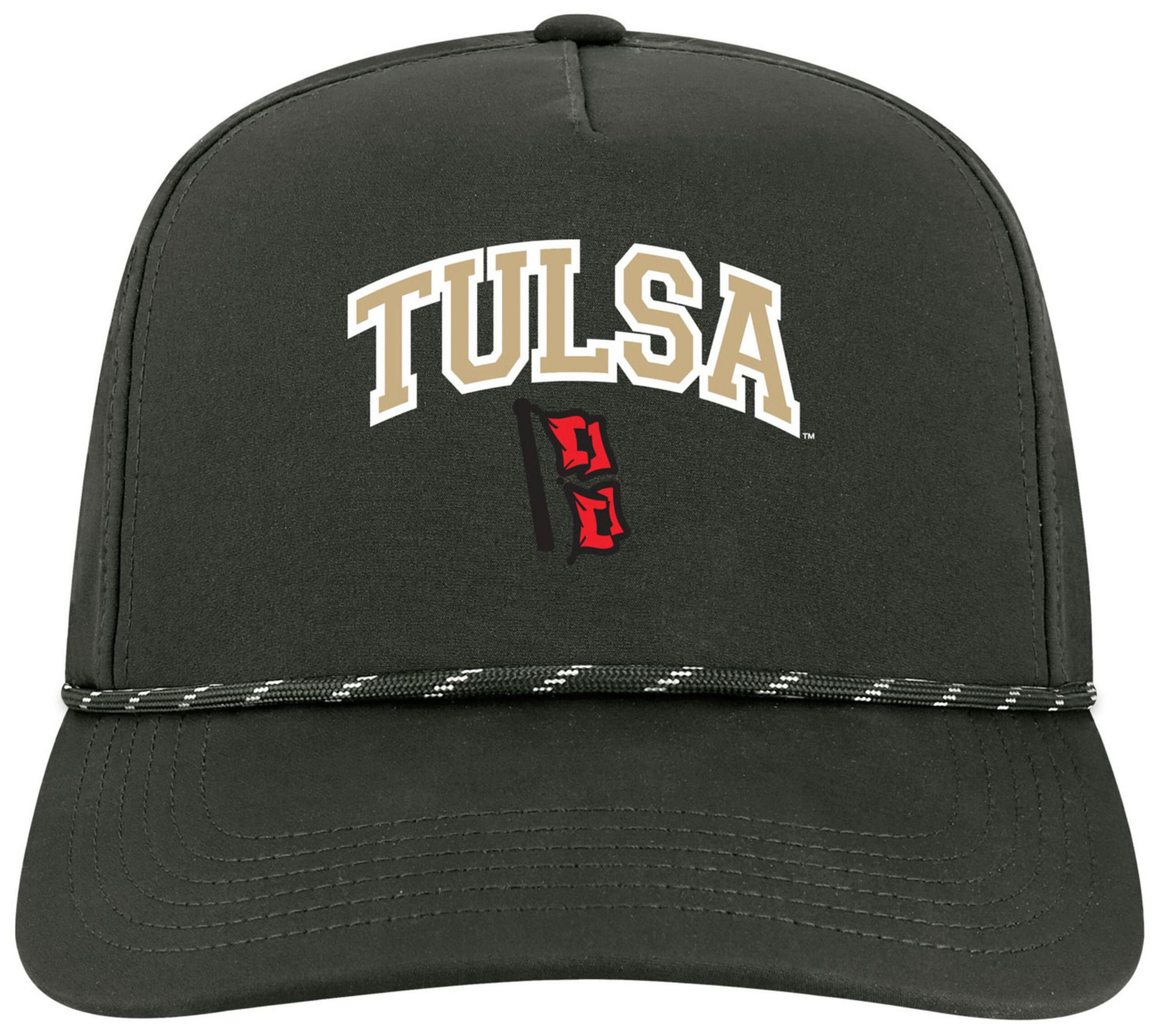 League-Legacy Adult Tulsa Golden Hurricane Black Arch Logo Caddy Adjustable Hat, Men's
