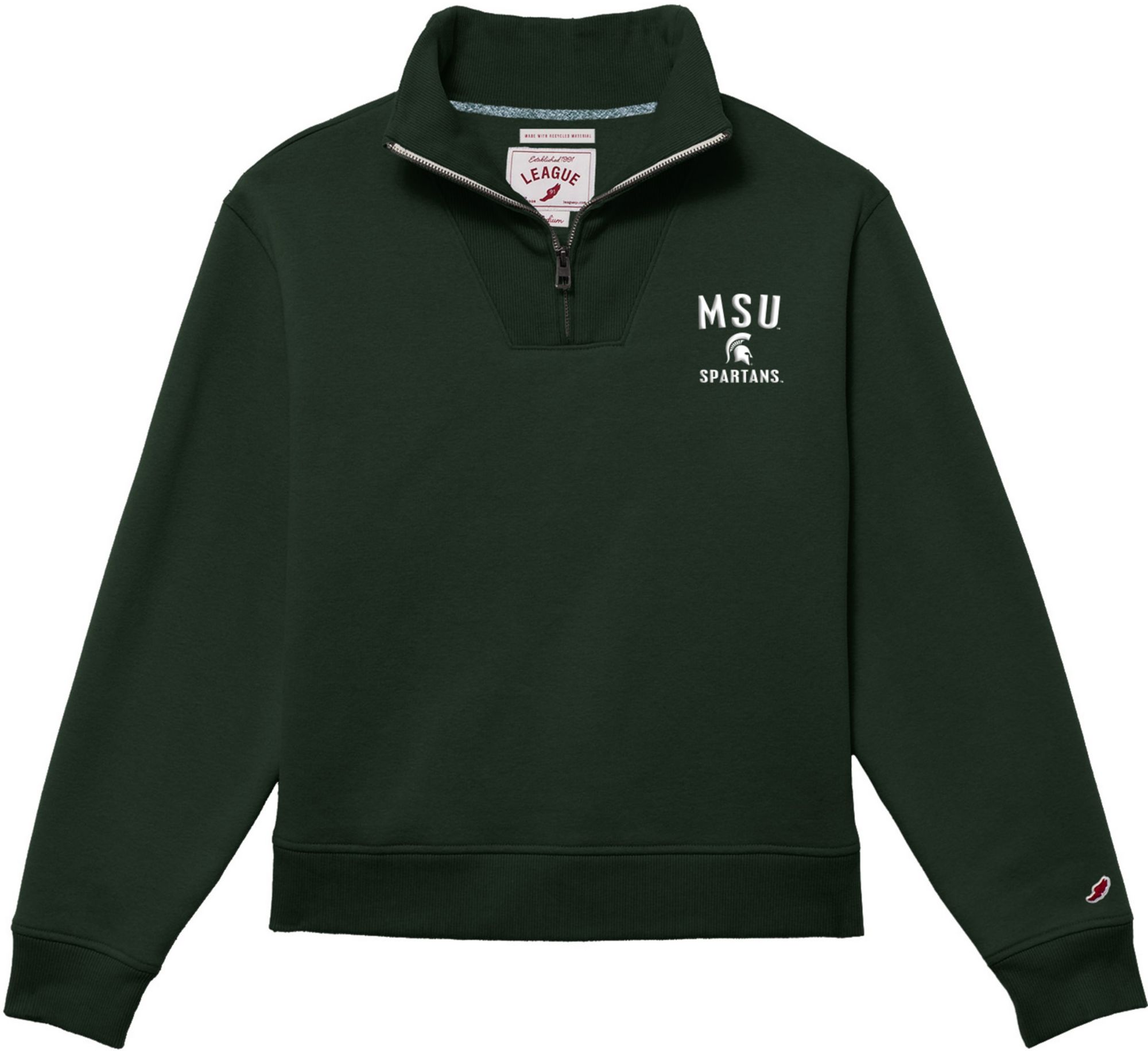 League-Legacy Women's Michigan State Spartans Green 1991 1/4 Zip Jacket
