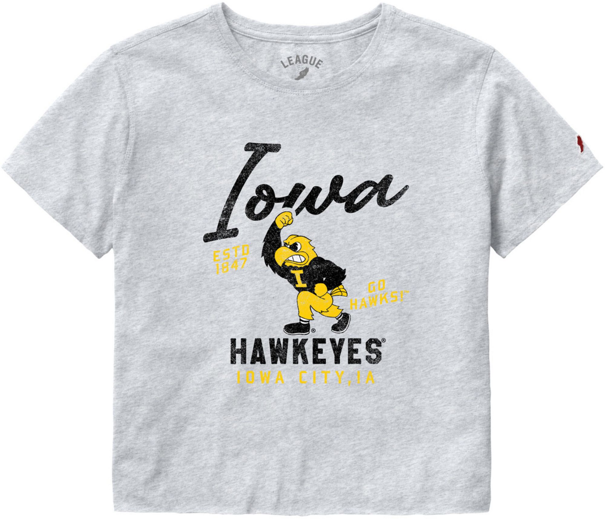 League-Legacy Women's Iowa Hawkeyes Gray Clothesline Cropped T-Shirt