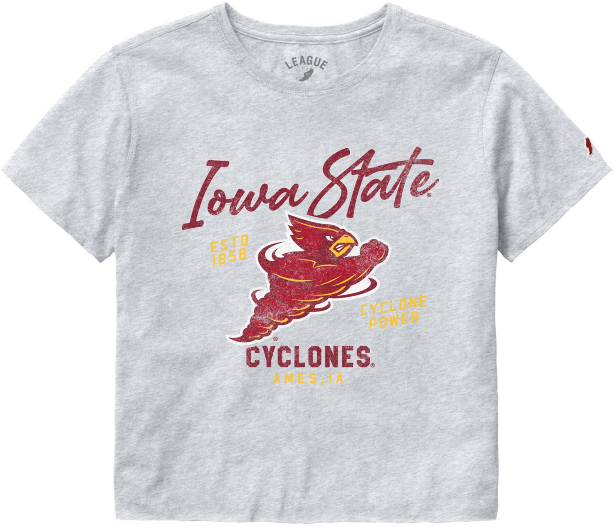 League-Legacy Women's Iowa State Cyclones Gray Clothesline Cropped T-Shirt