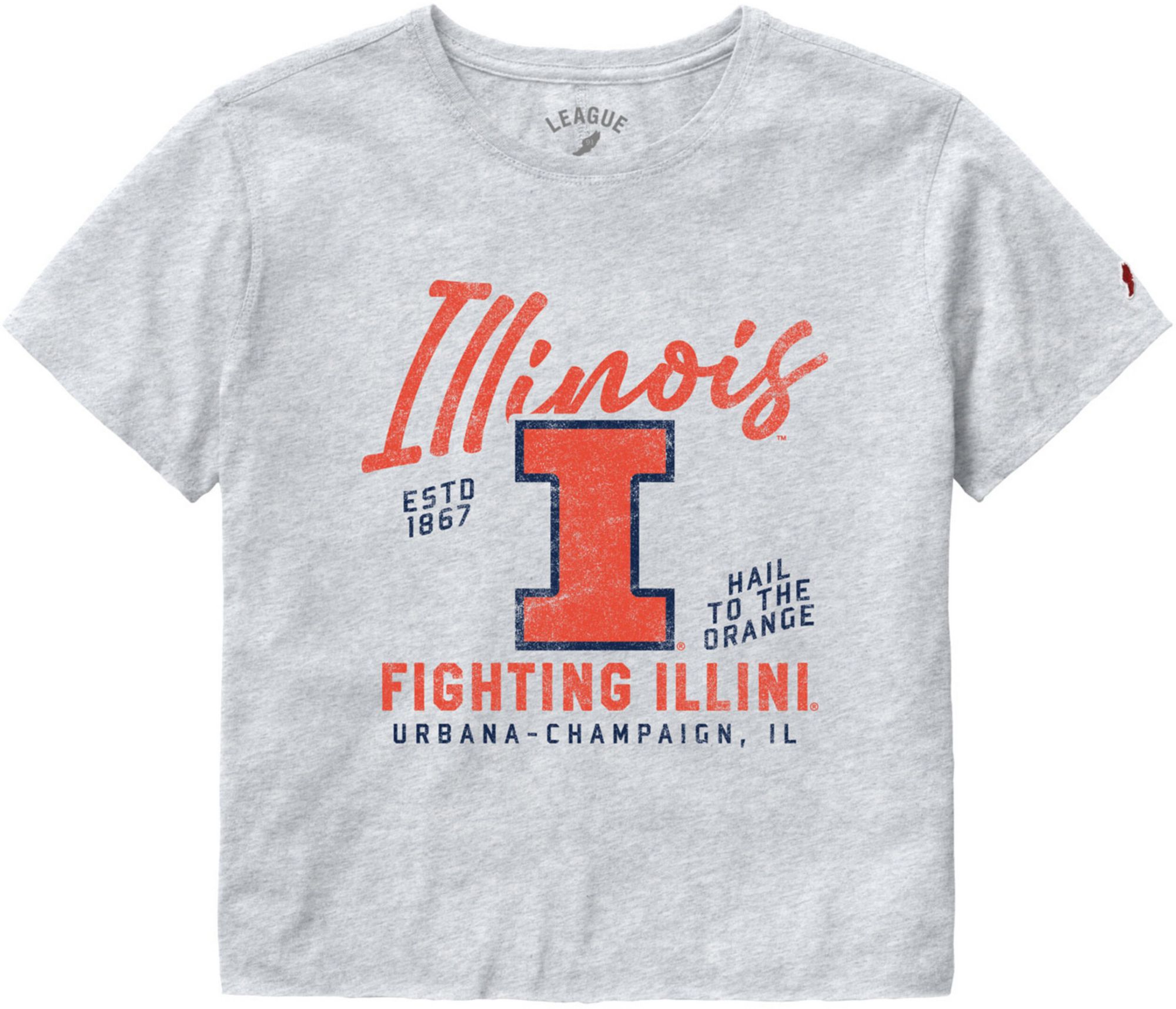 League-Legacy Women's Illinois Fighting Illini Gray Clothesline Cropped T-Shirt